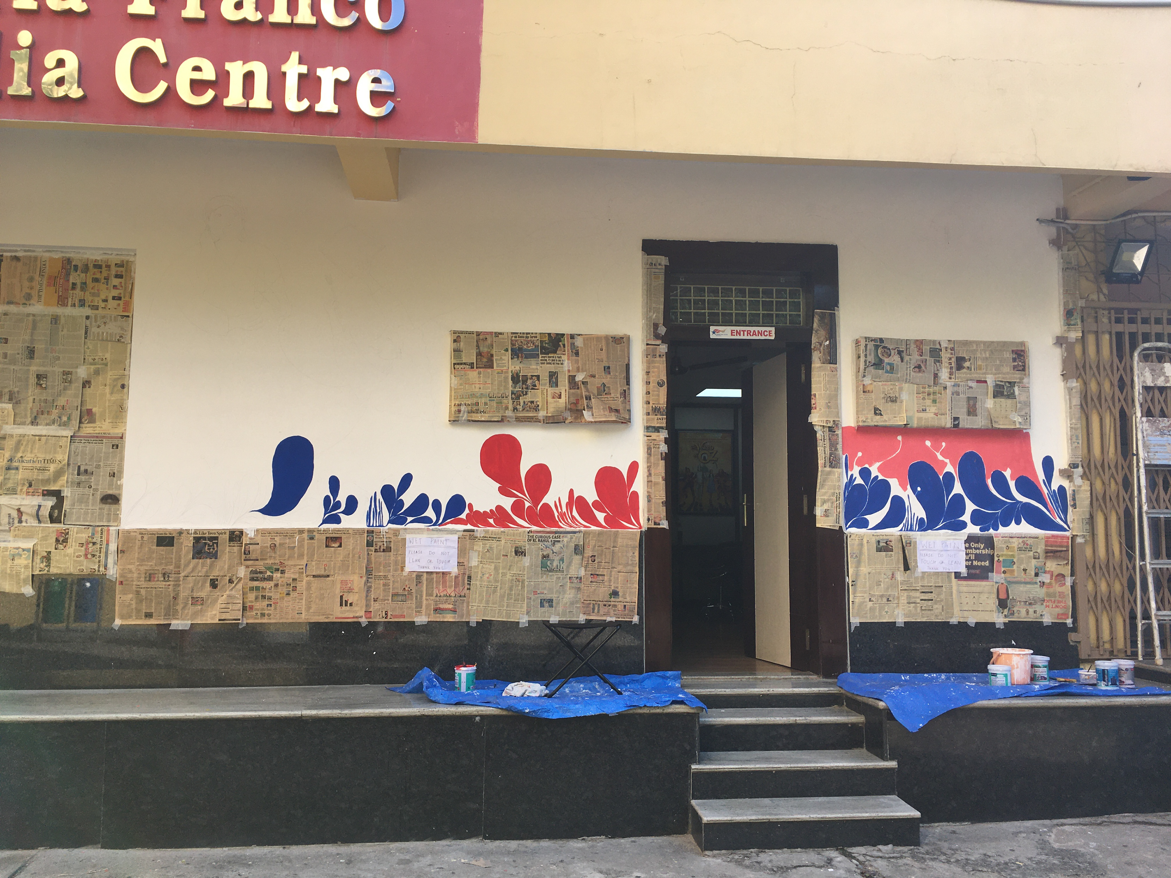 Drawing done in pencil & first coats of colours being added