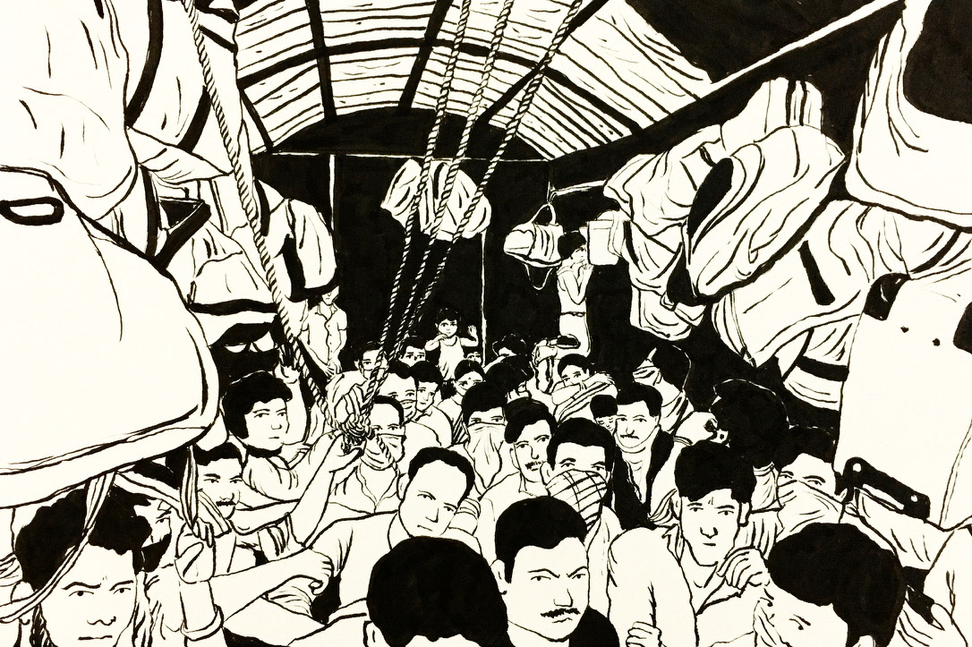 90 - Migrant workers inside a truck in Jabalpur, travelling back to their villages. Ref image by PTI via Outlook India