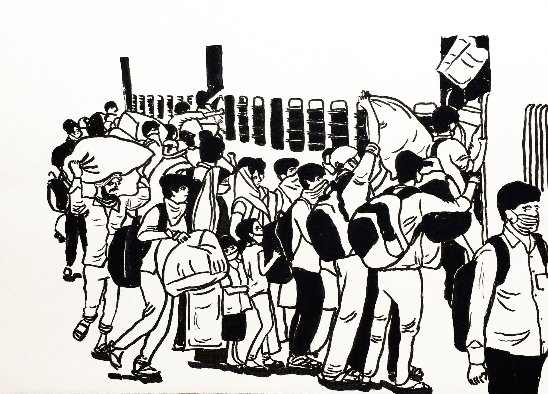 64 - Migrants rush to board a Shramik Special train at Danapur railway station to reach their native places, in Patna.  Reference image by PTI.