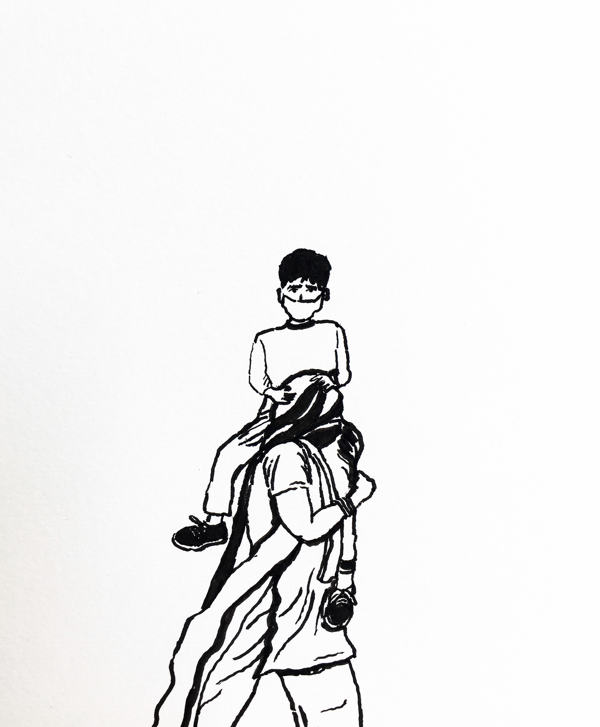 35 - A young mother carries her 5 year old son as they head towards their home town Aligarh from Ghazipur on the third day of the 21-day national lockdown. Ref image by Amal KS/HT