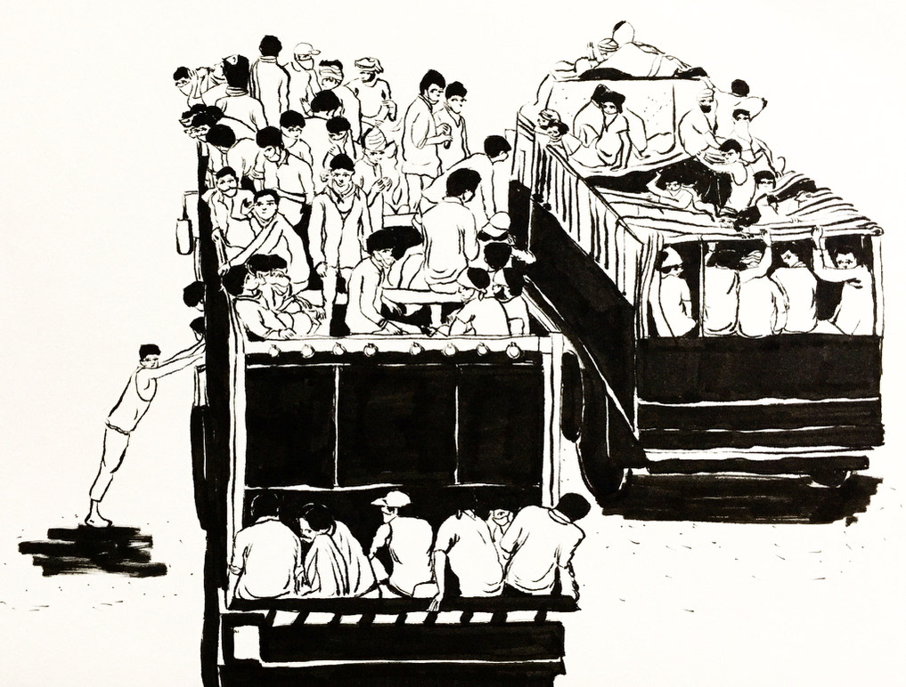 92 - Six container trucks carrying over 500 migrant workers from Yamuna Nagar in Haryana to Bihar and West Bengal were seized in UP’s Muzaffarnagar. The migrants said they paid Rs.2500 each to the container owners for the journey. The owners would be interrogated, said the police. Ref image by PTI via Deccan Herald