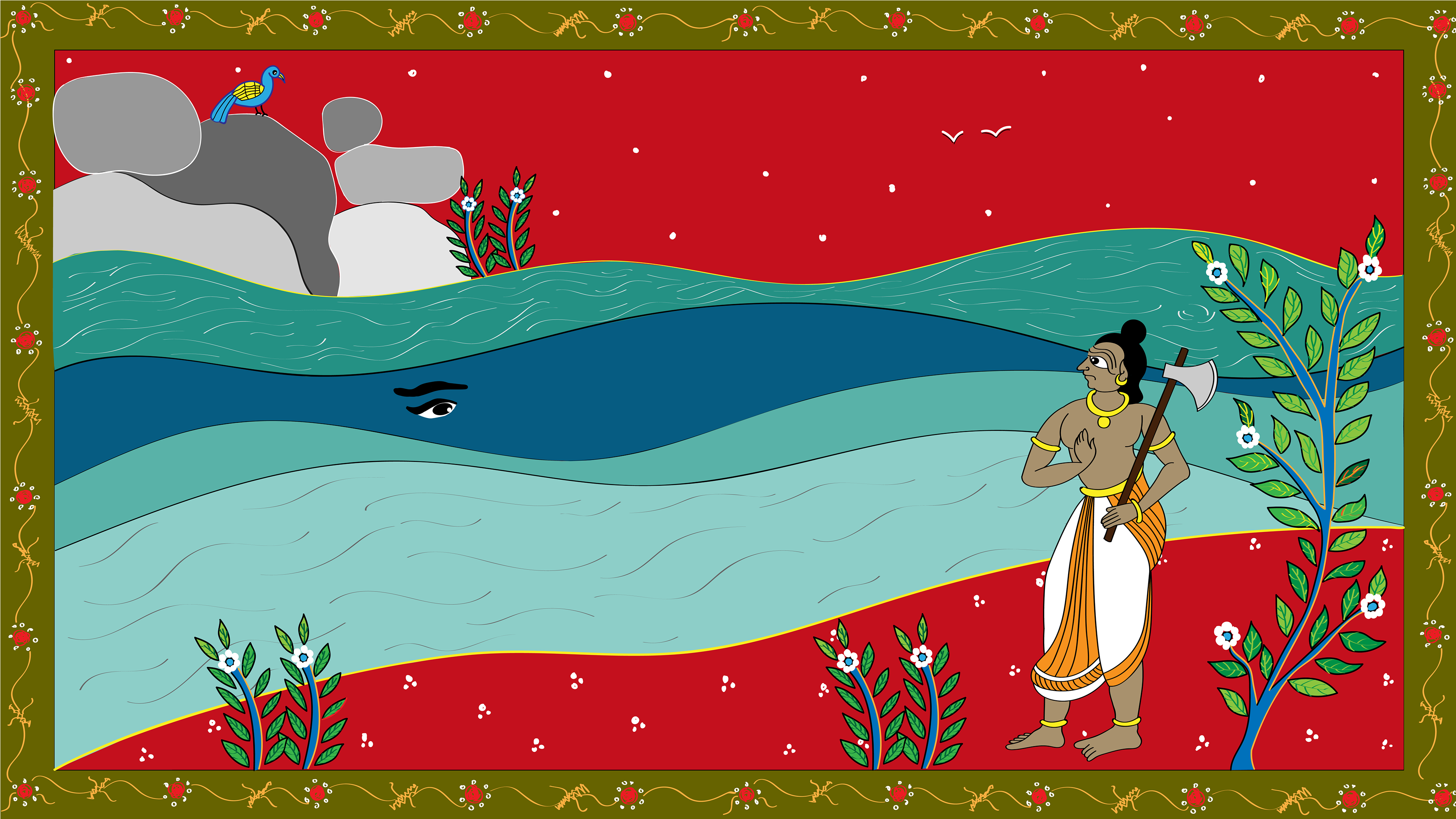 ...and hid within the waves! Where could she be now, he wondered in his rage. Eventually, the found her.