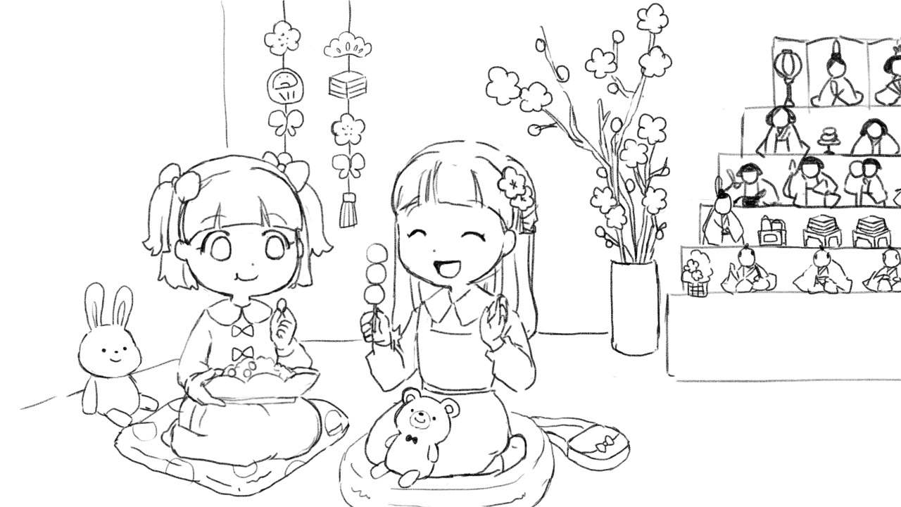 女の子ふたりのラフ