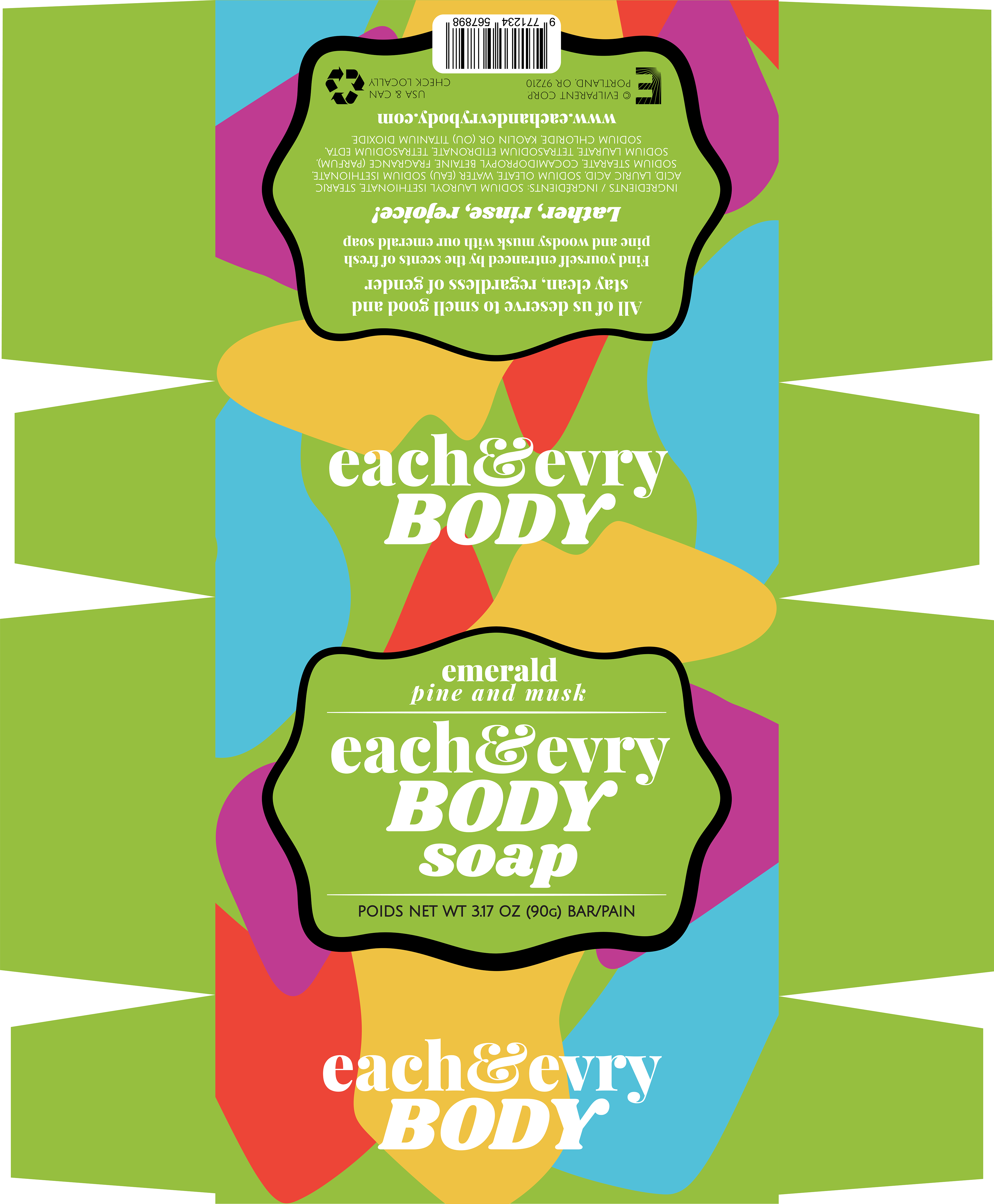 Each&Evry Body - Emerald scented soap.