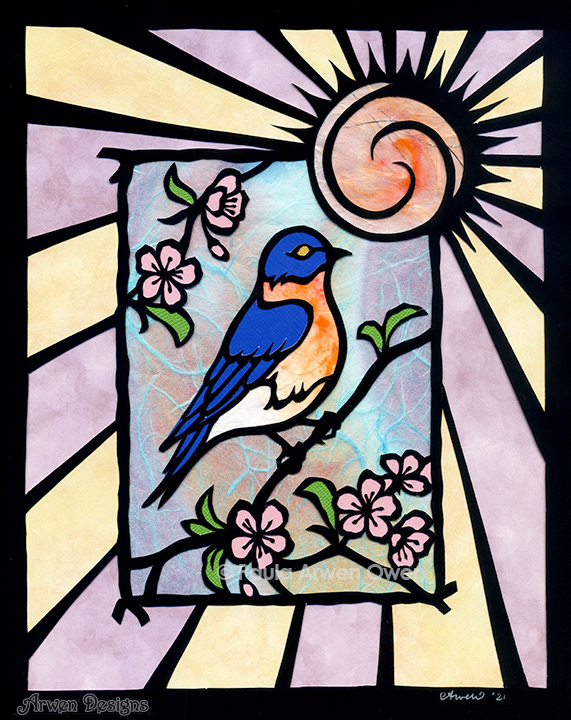 Bluebird collage art