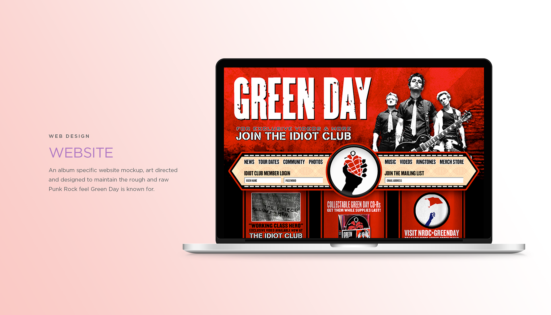 A website design for Green Day