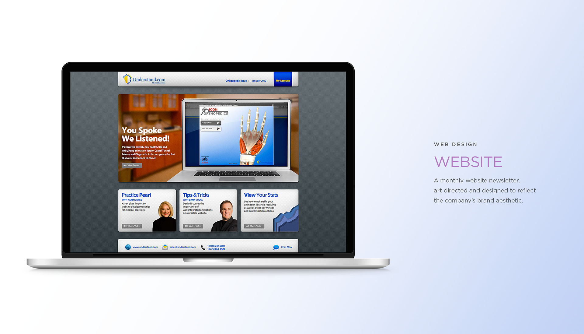 A website design for the Understand.com monthly client newsletter