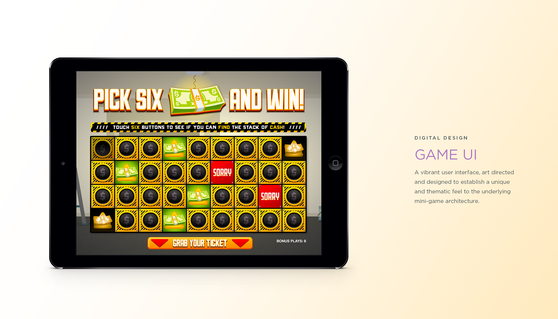 A tablet game user interface design