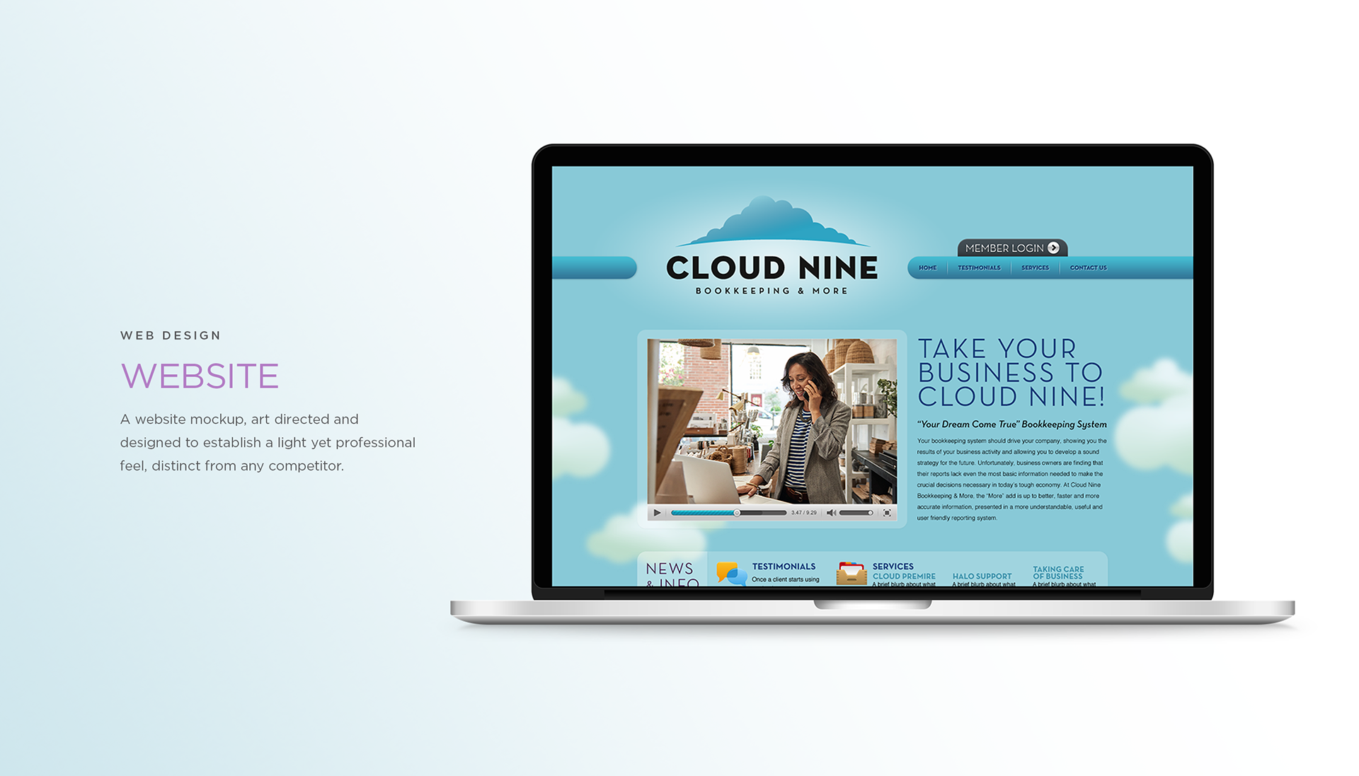 A website design for Cloud Nine Bookkeeping