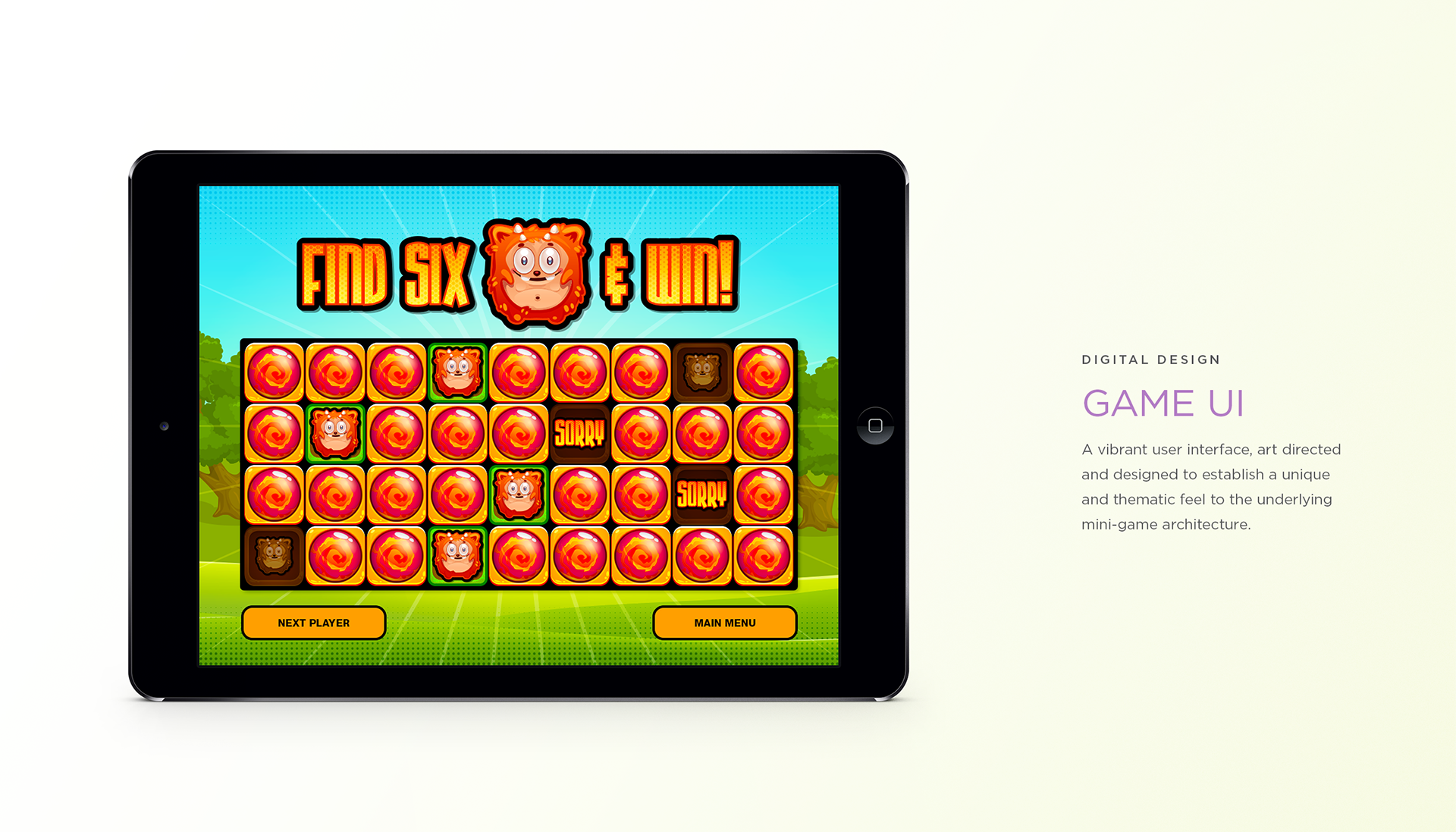 A tablet game user interface design