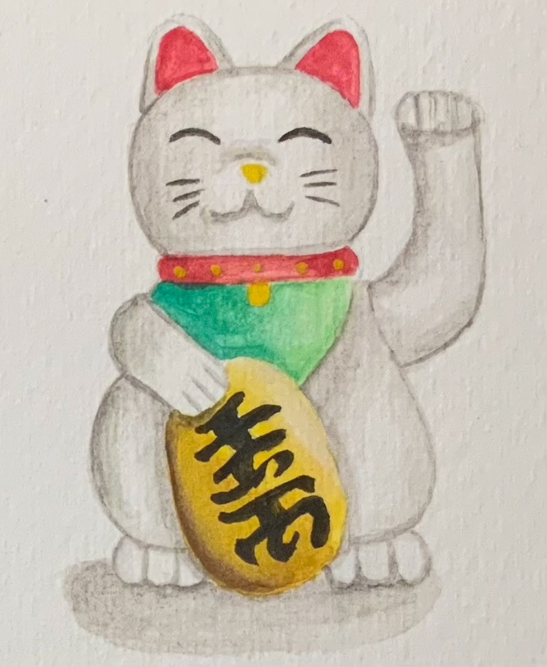 Lucky Cat. watercolor on cotton paper [2020]