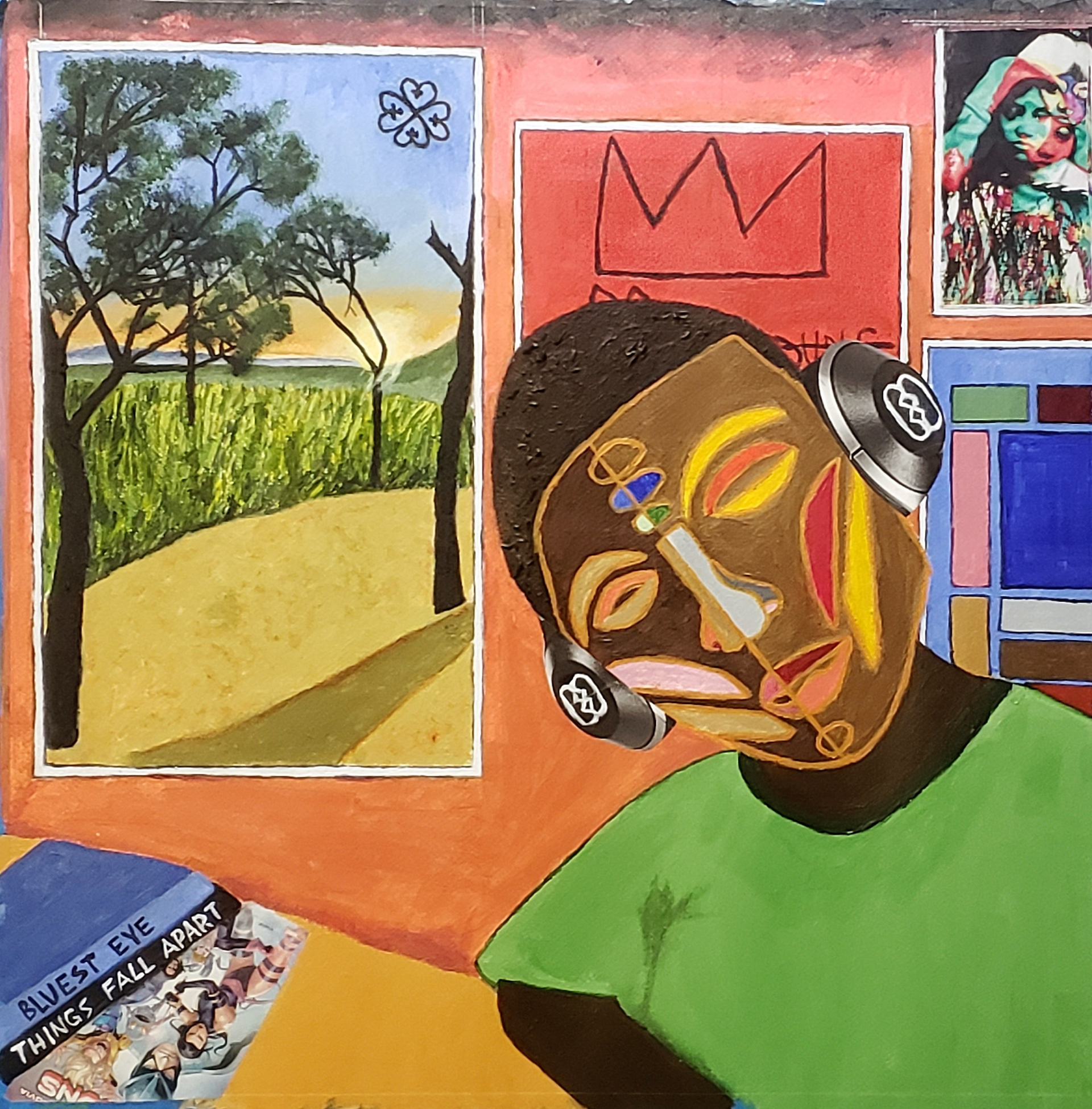 “Young King” • Acrylic and Paper on Watercolor Paper • 21.5 x 21.5 inches • 2020