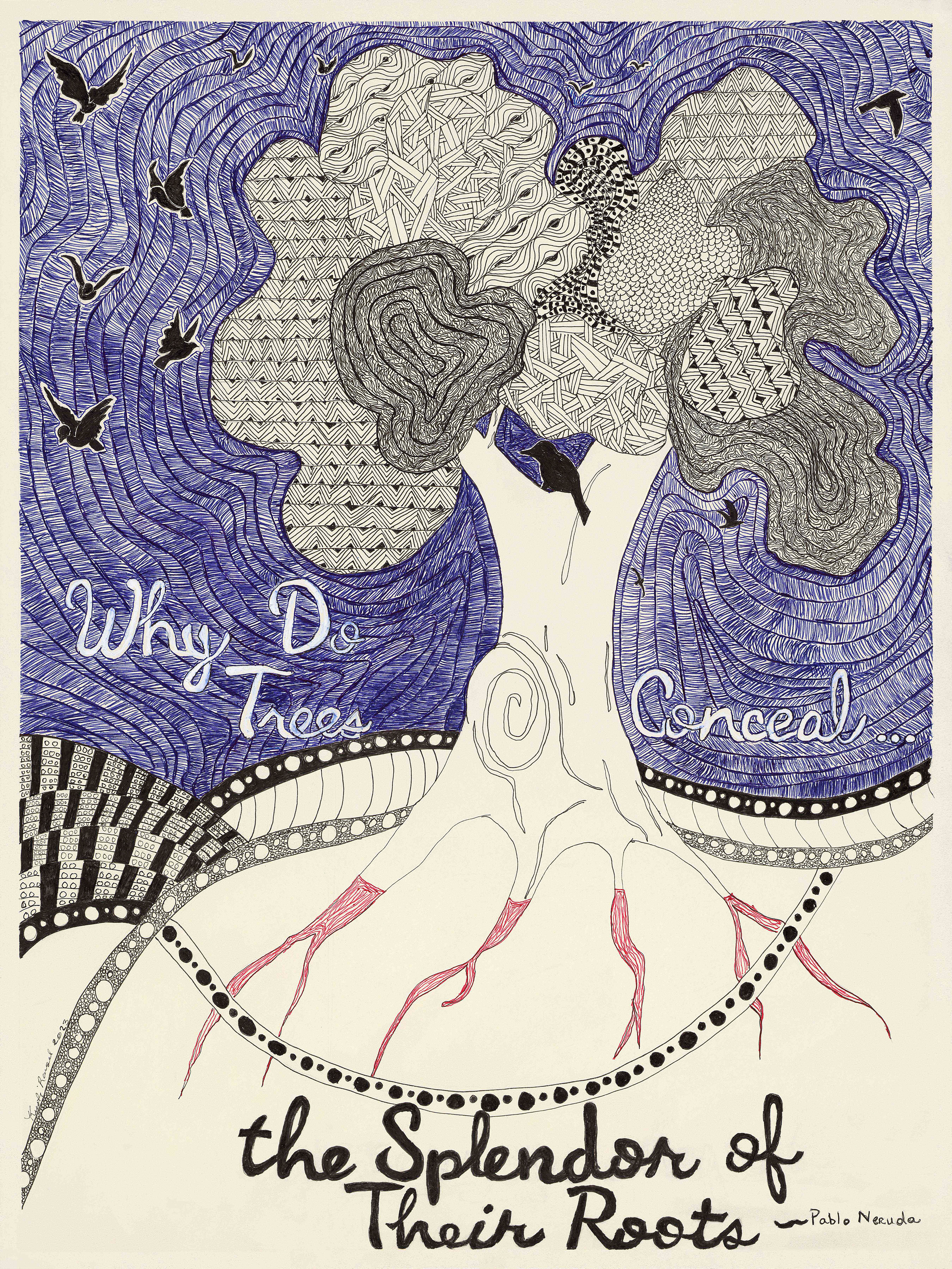 “Splendor of the Trees” • Ink on Watercolor Paper • 18 x 24 Inches • 2024