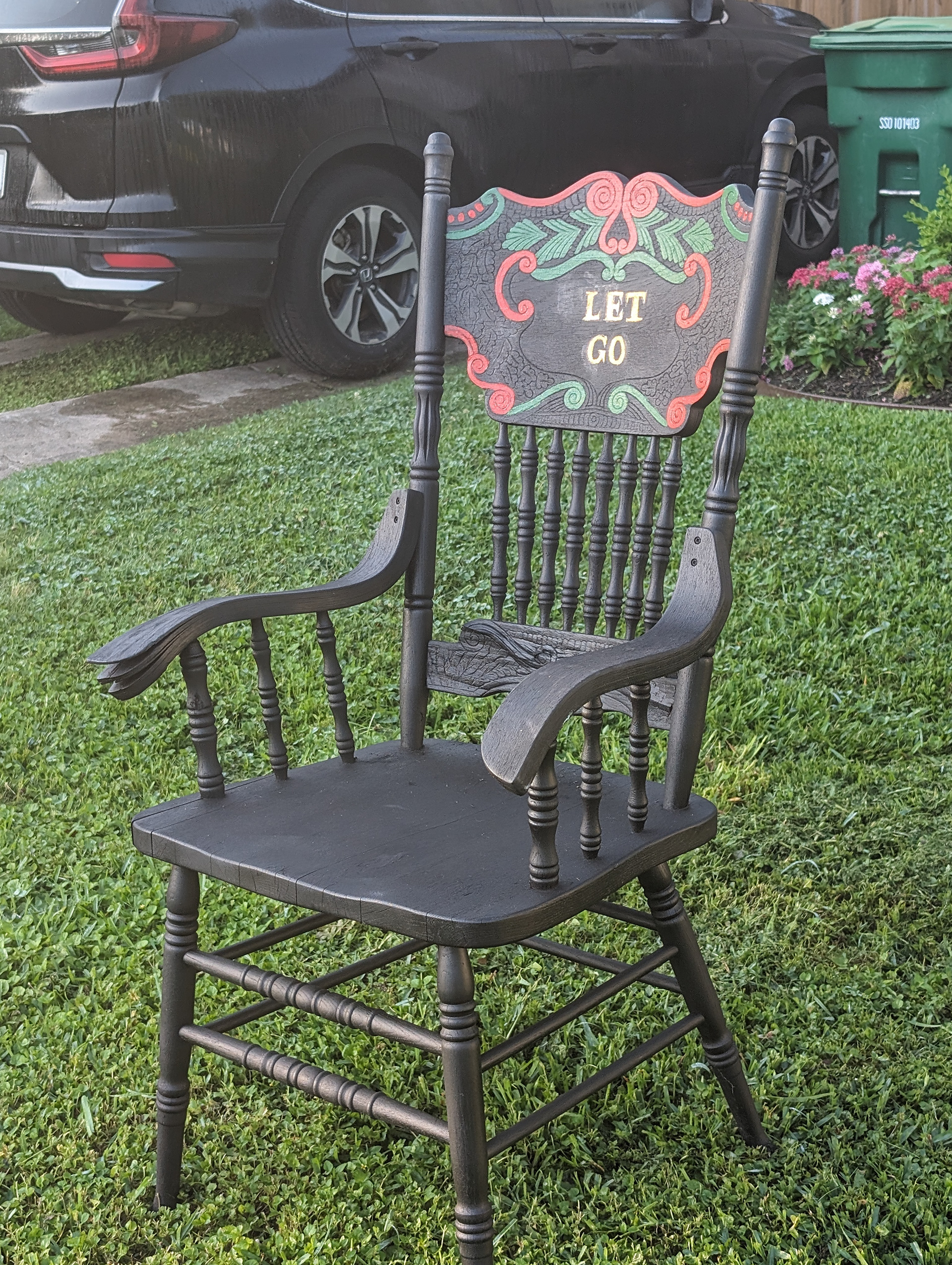 “Let Go Chair” • Found Chair, Spray Paint and Acrylic on Wood • 2024