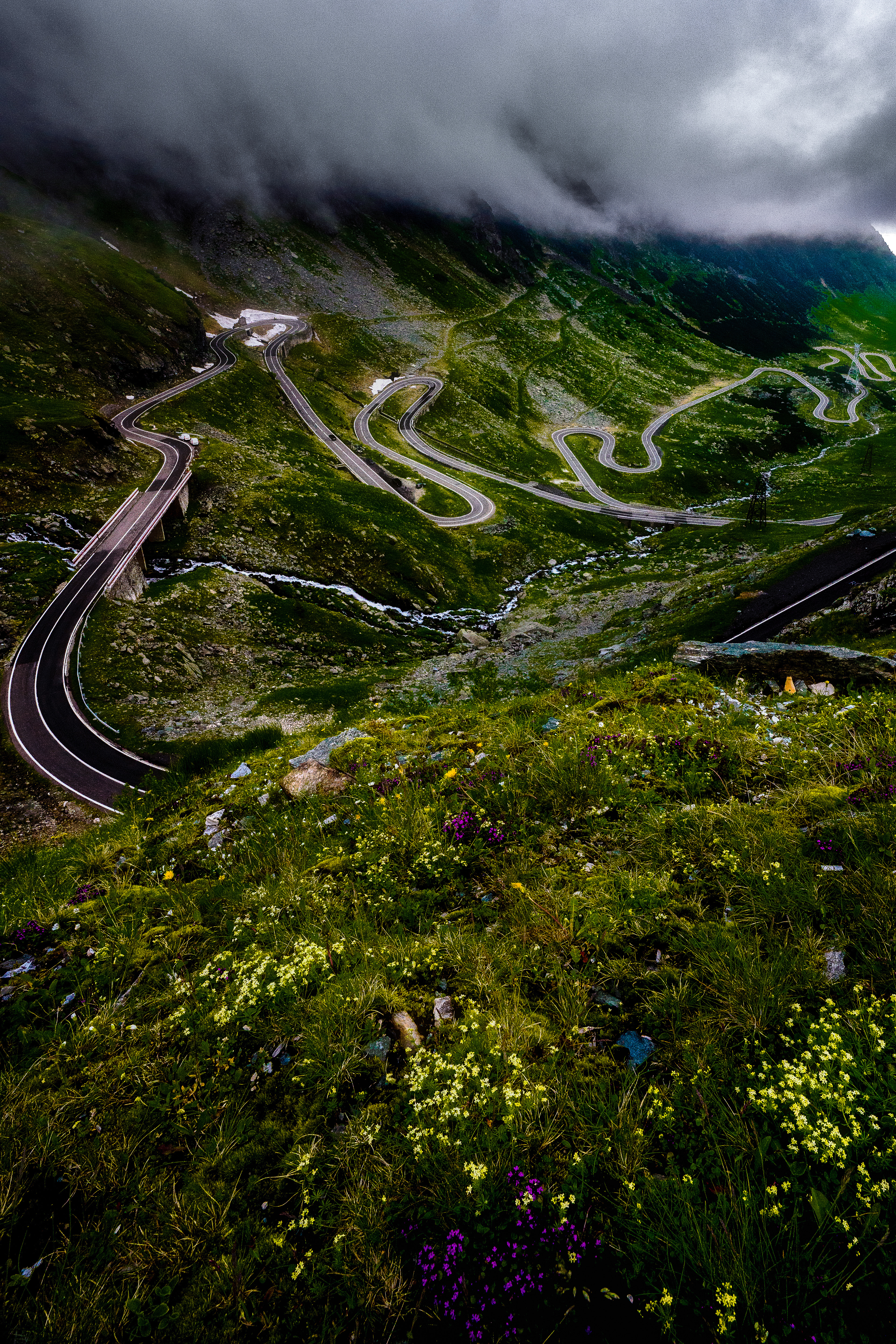 Transfogarasean - this famous and beautiful section of road travels over the Fogaras Mountains in the South Carpathiens.. It was constructed during the years of the communism. Today it is a tourist attraction which is just drivable 3 months a year. A TOP GEAR episode was filmed here and they declared the most fun to drive road in the world