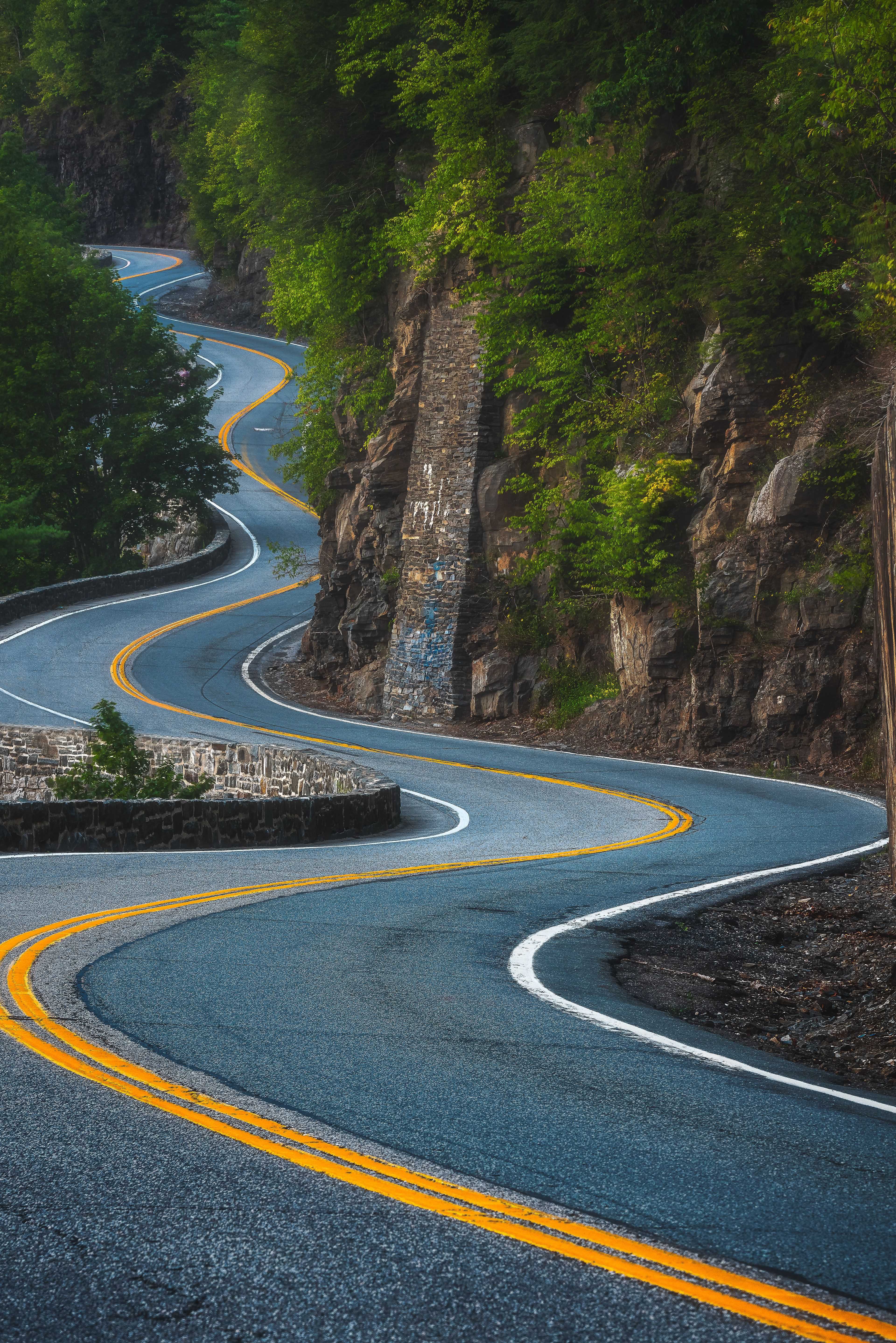Hawks Nest - about 2 hours drive North-West from New York City, this section of road along the Delaware River is a paradise for motorcycles and sport car enthusiasts