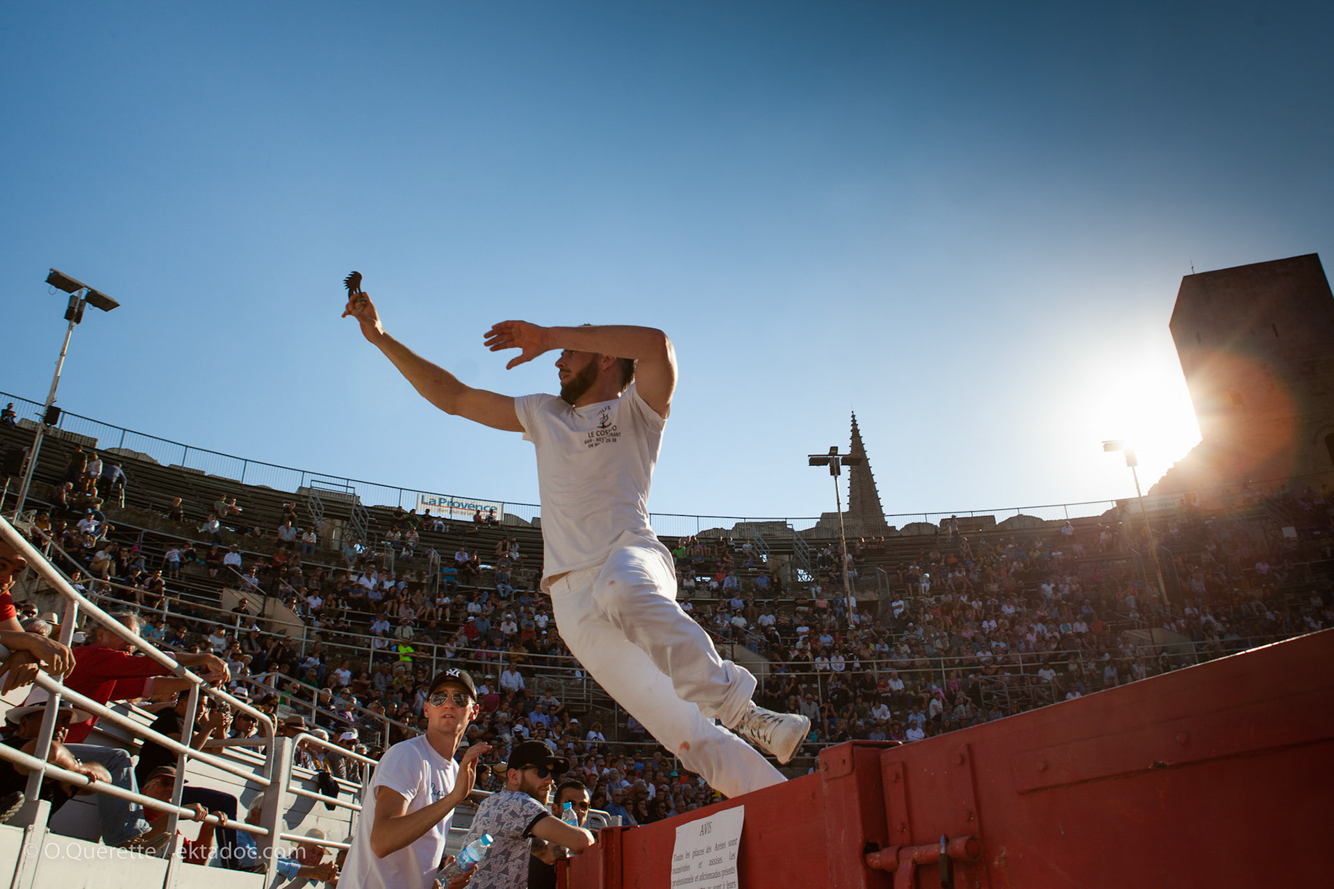 Course camarguaise aux arènes d'Arles