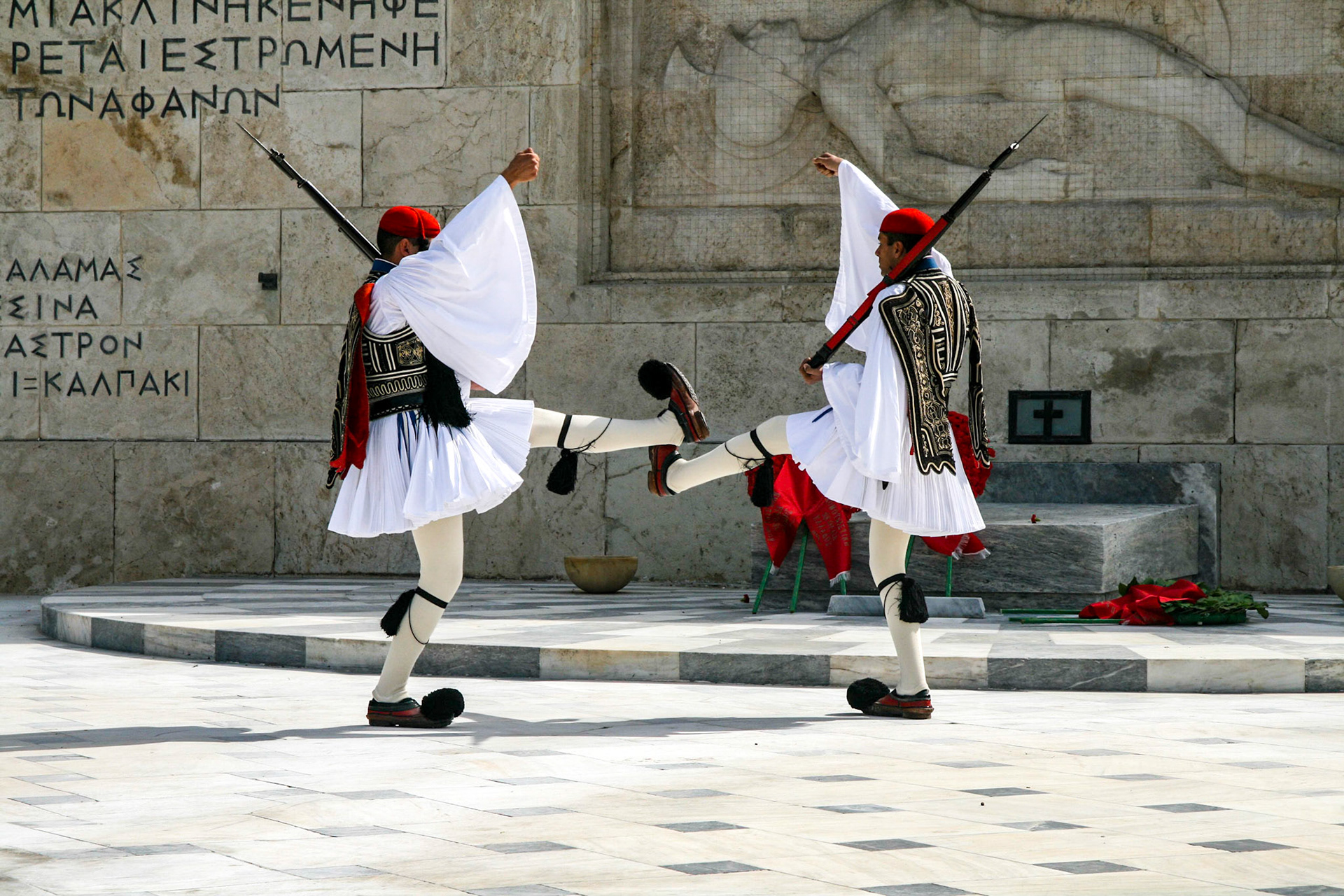 Changing of the Guard Ceremony. Tomb of the Unknown Soldier, Athens, Greece. Sept 27, 2009