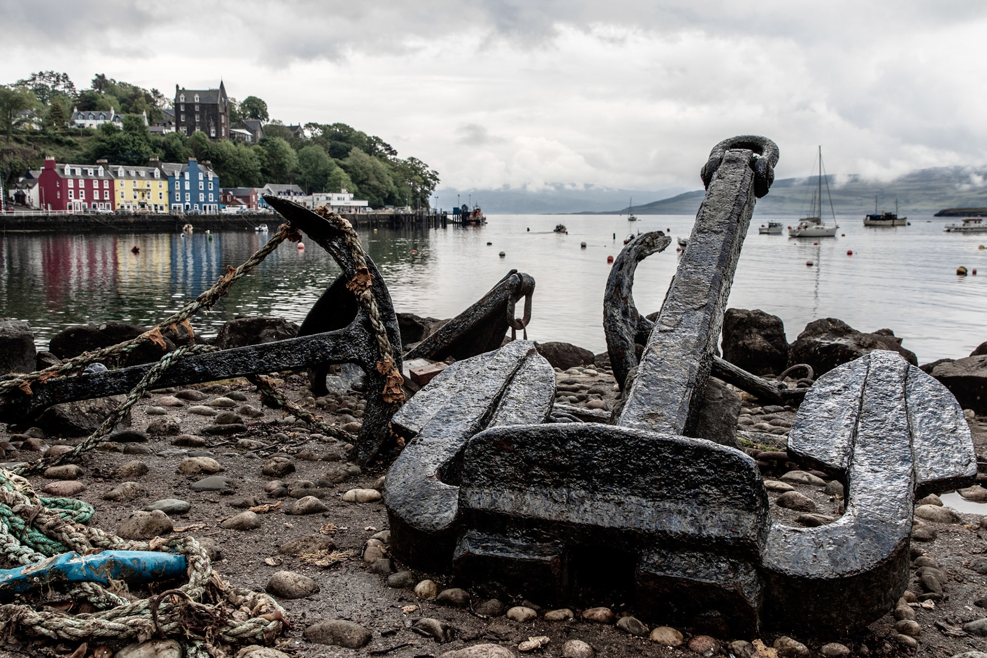 Tobermory is the capital of the Isle of Mull, the 4th largest Scottish island. This old fishing port is home to about 1,000 residents of the island’s roughly 2,800 residents
. . .
Tobermory Marina
Isle of Mull, Scotland
March 19, 2019

#isleofmull #rainyday #anchor
#fishingport #scotland #mistymorning #travelphotography #tauck