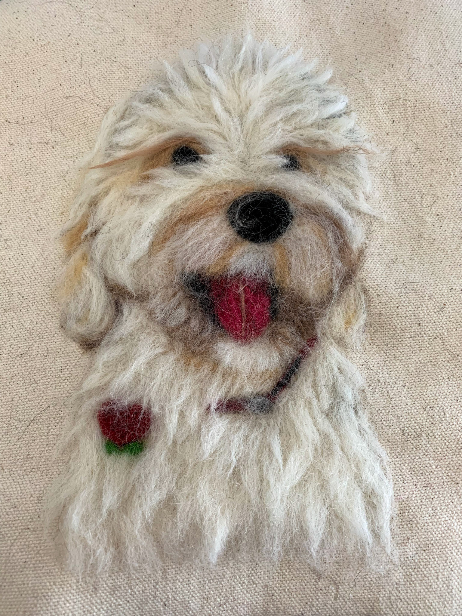 First time painting with wool and finished up at home. Here is the final product. August 20, 2019