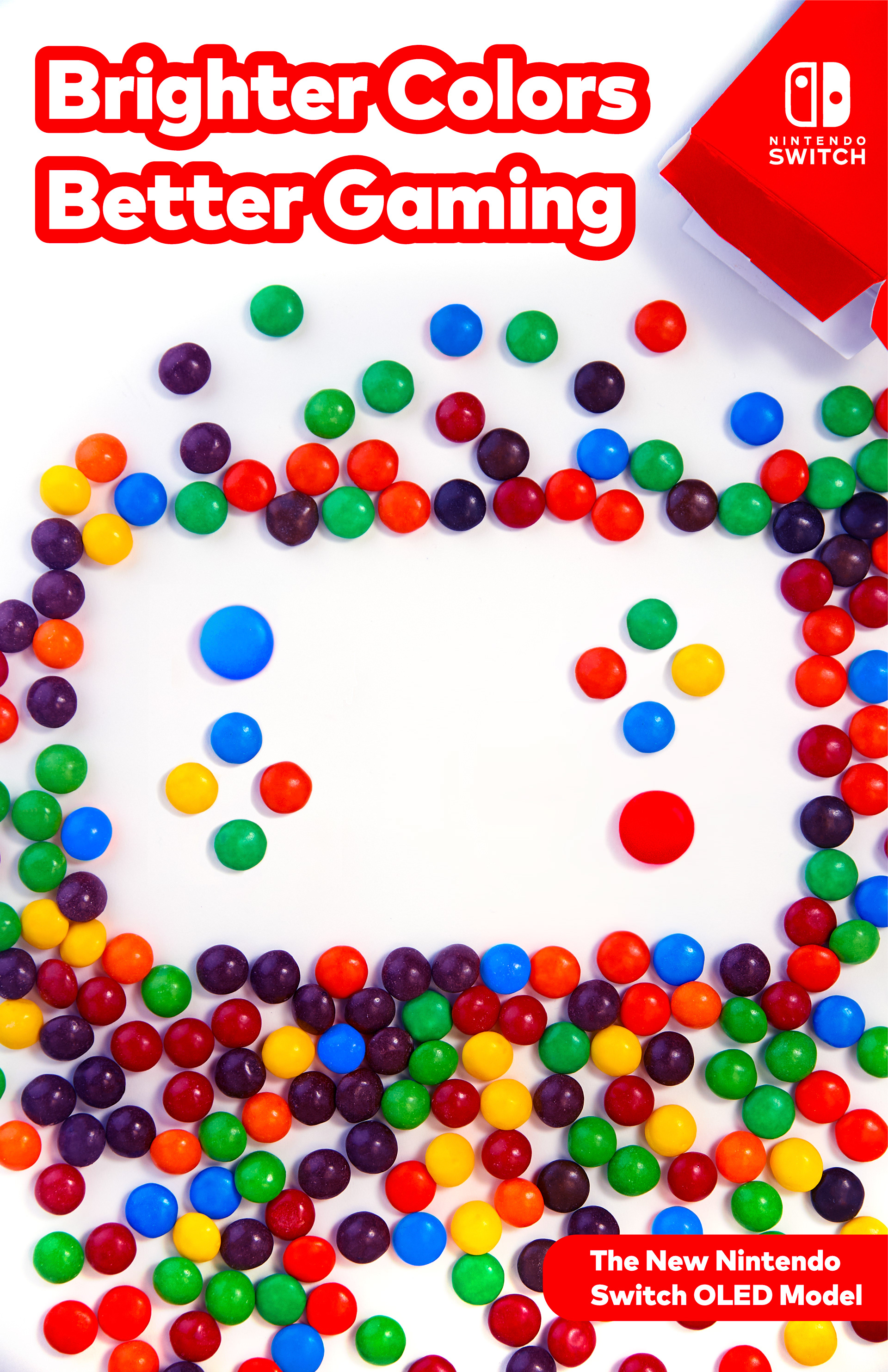 Final color grading, removed button letters for simplicity, recolored large candies & reflected image to unify the campaign
