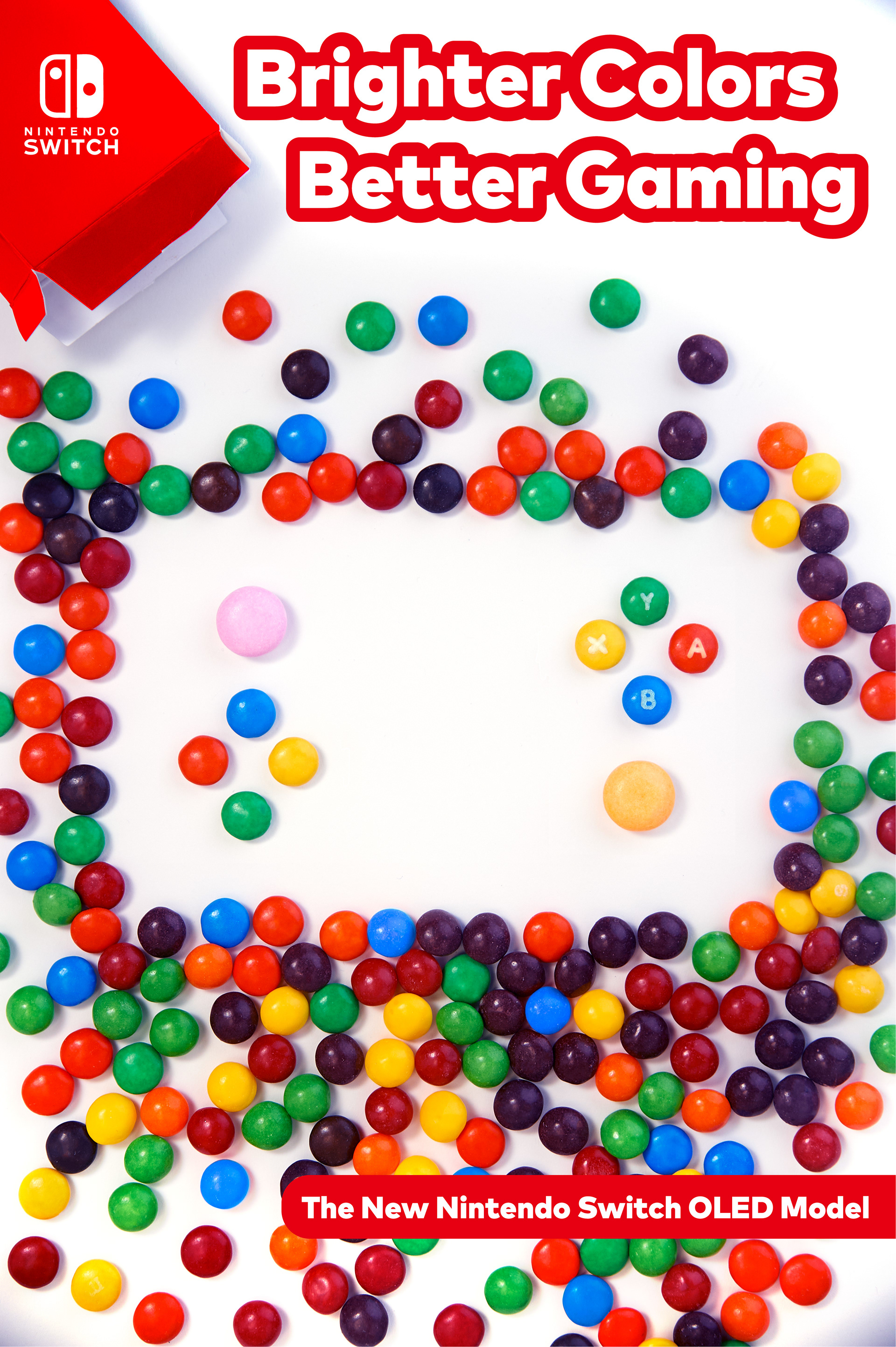 Recolored box & individual candies, experimented with type & logo placement