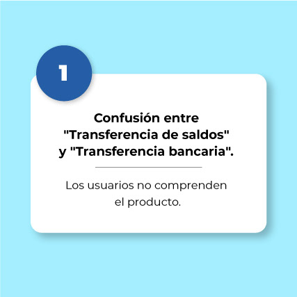 1. Confusión entre "Transferencia de saldos" y "Transferencia bancaria".