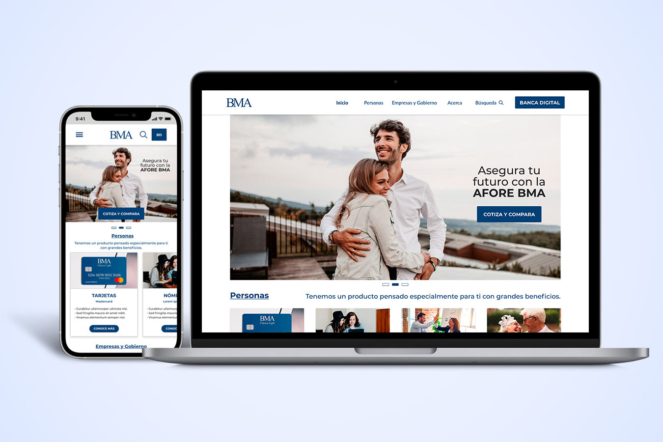 Imagen que muestra el sitio web responsivo BMA.