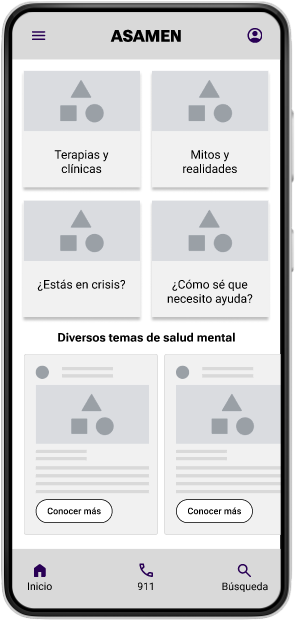 1. Pantalla de inicio de la aplicación ASAMEN.