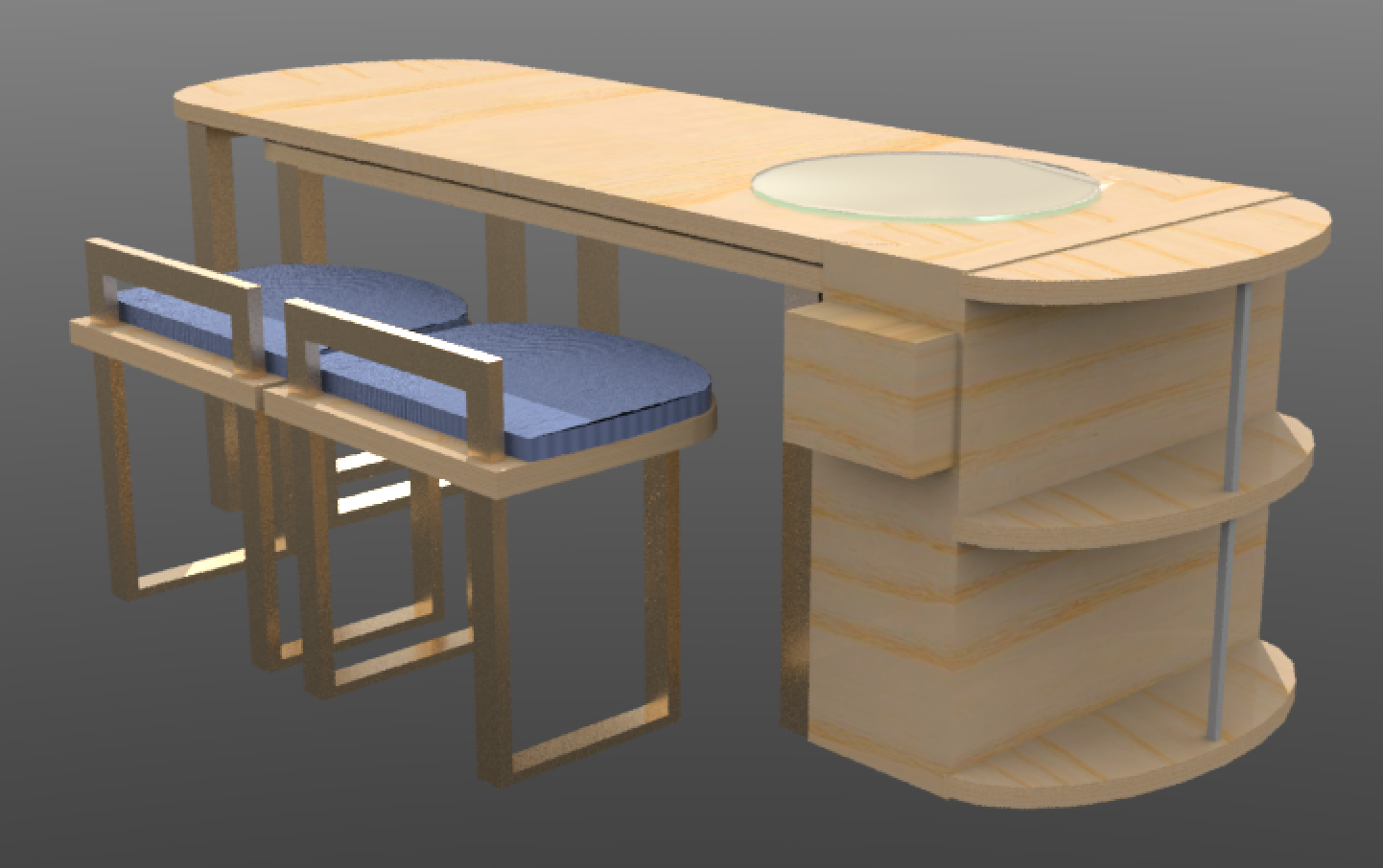 Table, Cabinet, and Seats