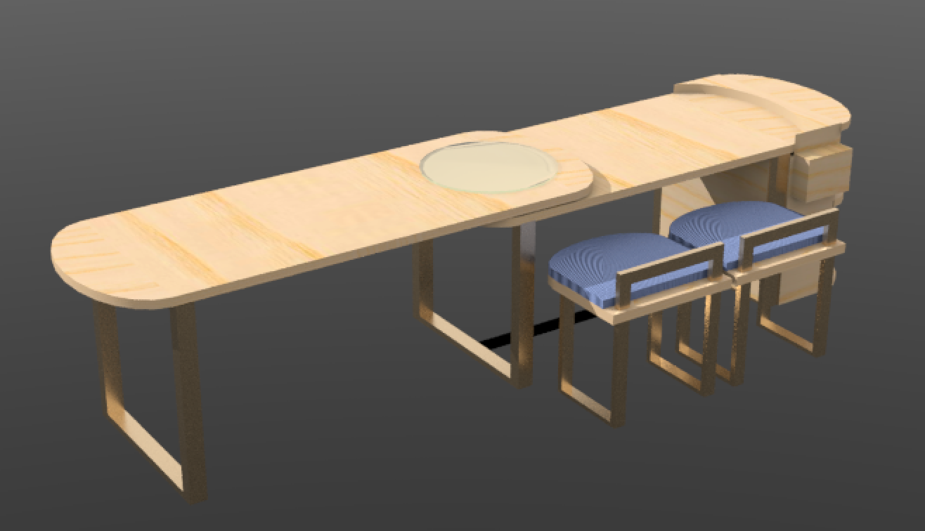Extendable table with lip cut out