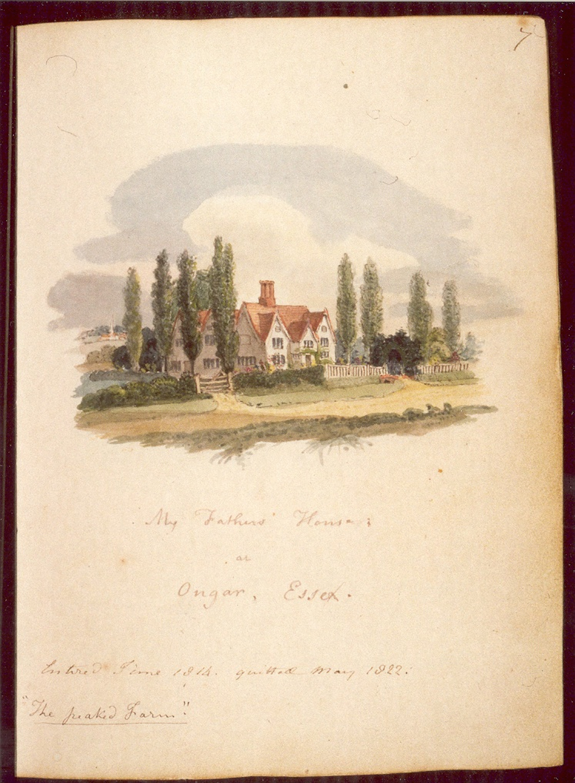 "My Father's House at Ongar, Essex (Peaked Farm) by Isaac Taylor circa 1820