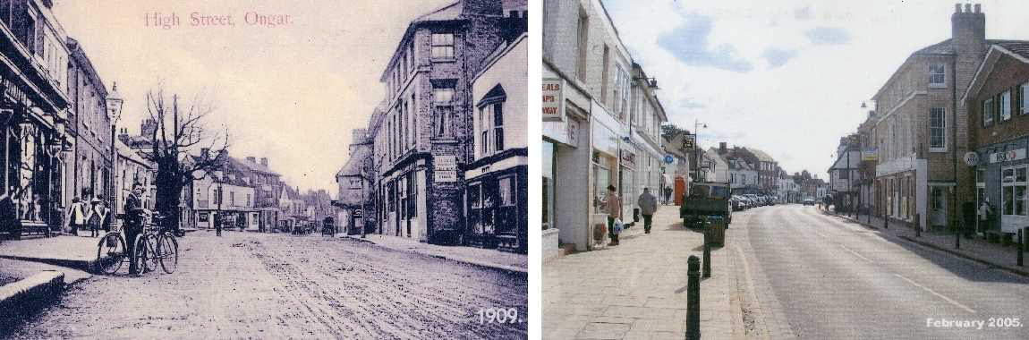 The High Street in 1909 and 2005, we haven't any banks in our town now though!
