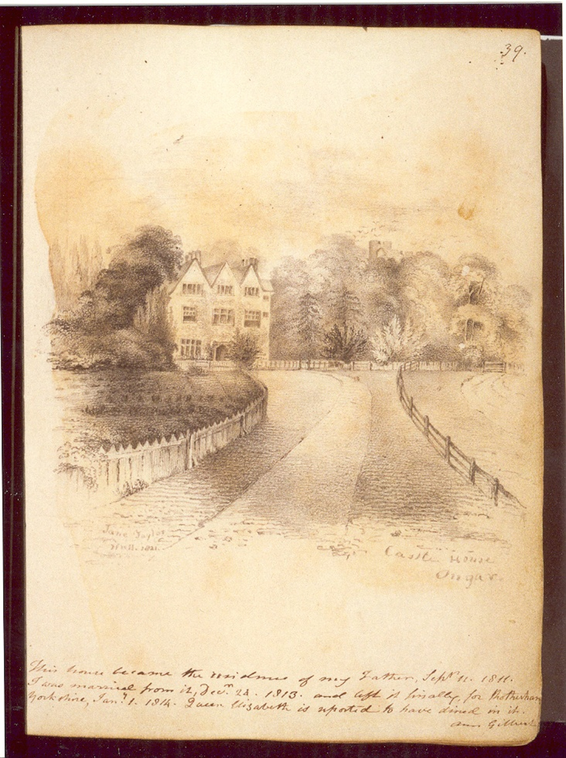 Castle House by Jane Taylor dated Hull 1821