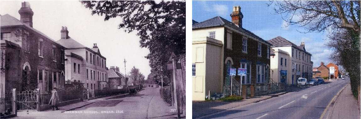 Ongar Grammar School in 1916, now residential and business use.