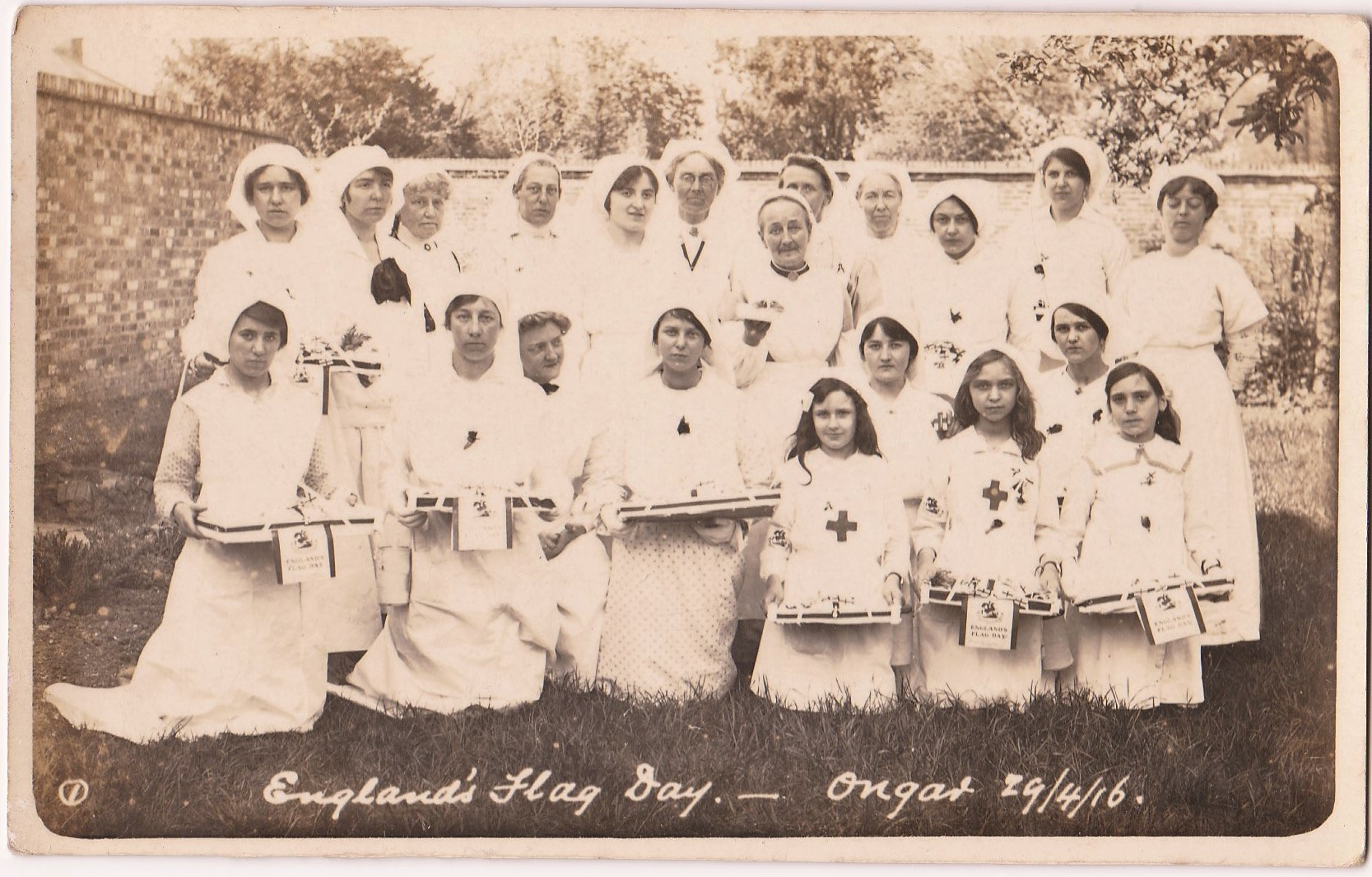 This postcard has the caption England's Flag Day Ongar 29/4/16