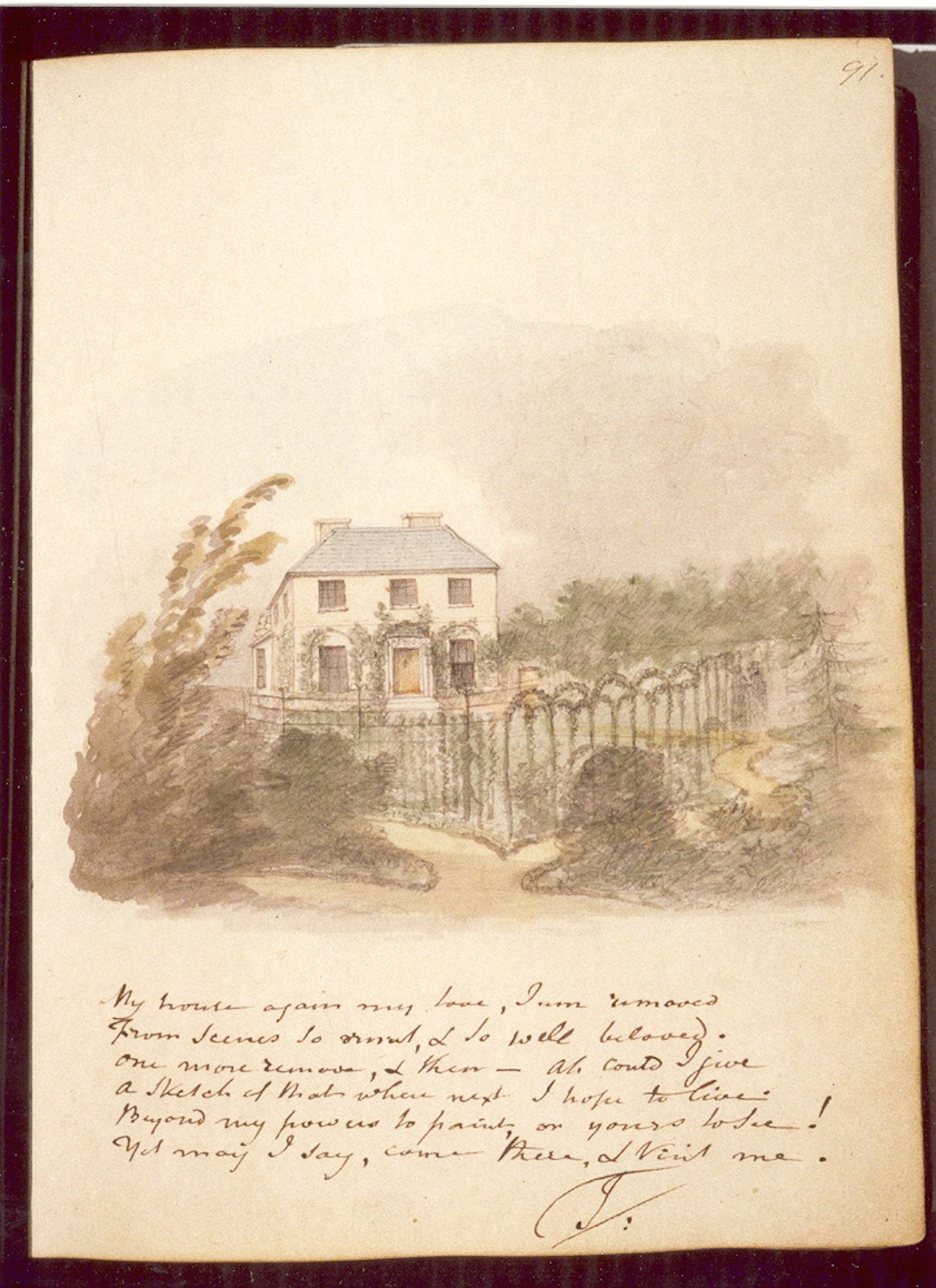 Rear view of Ware Lane property (now 10 Castle St.) by Isaac Taylor 1822