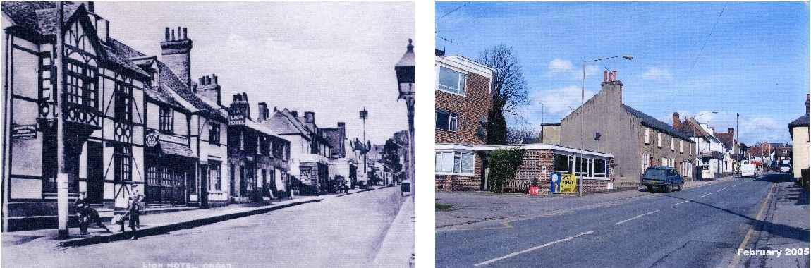 The Lion Hotel (demolished in 1953) stood where today's fire station is located. Note the AA sign!