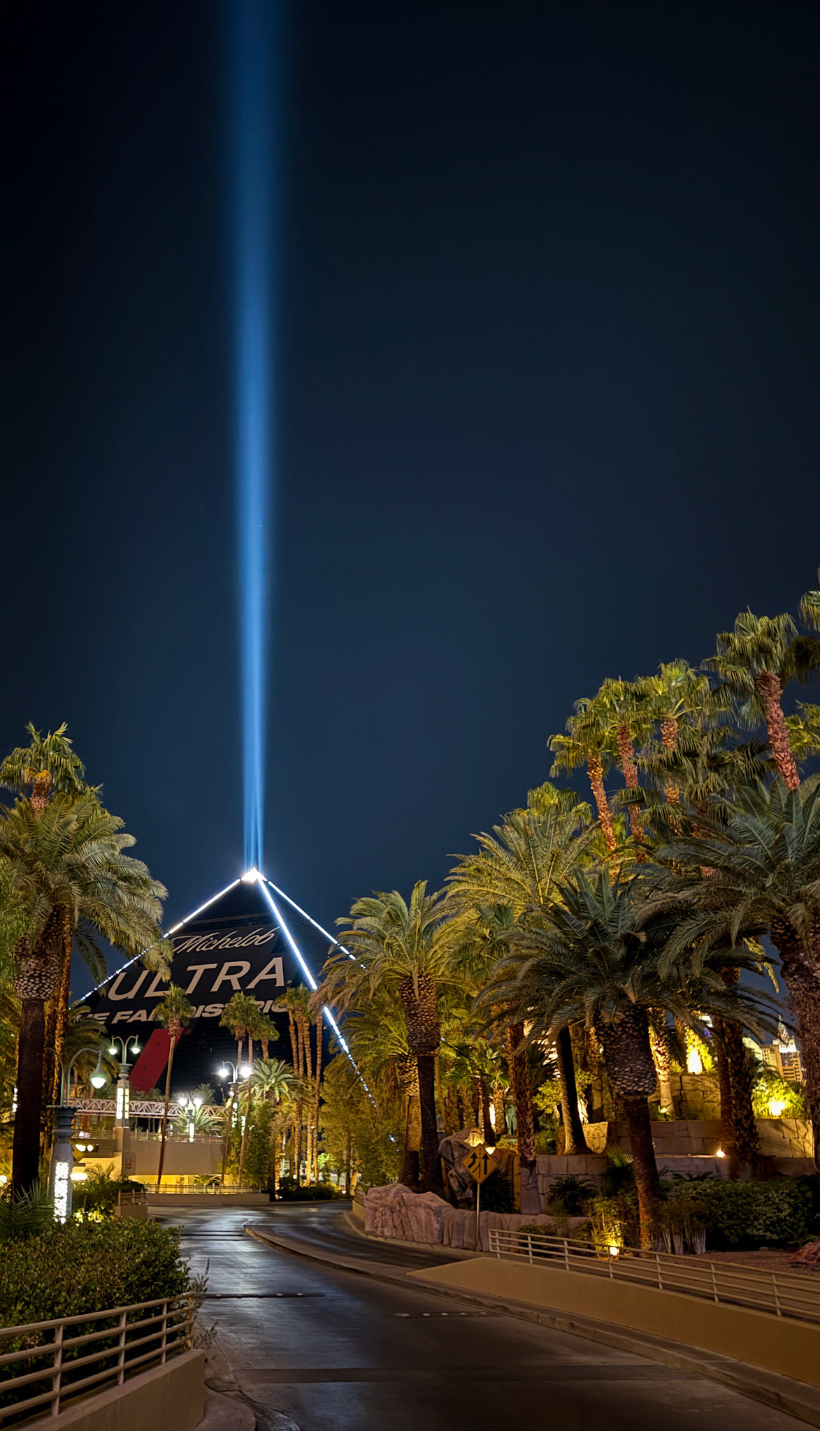 Luxor hotel in the night. I stayed here!