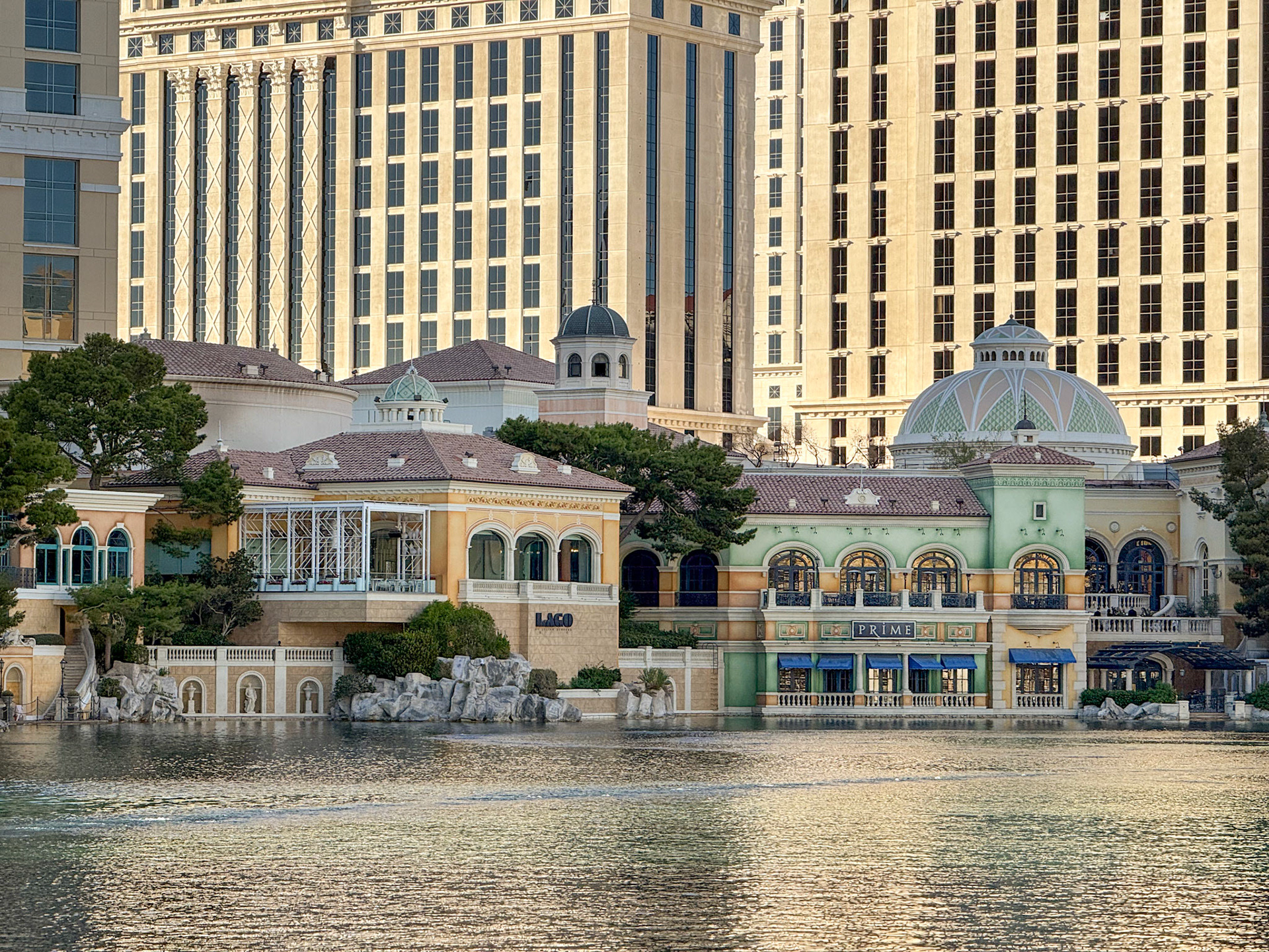 People wait for the awe-inspiring musical towering "Fountains of Bellagio" to start here every half an hour. A must visit.