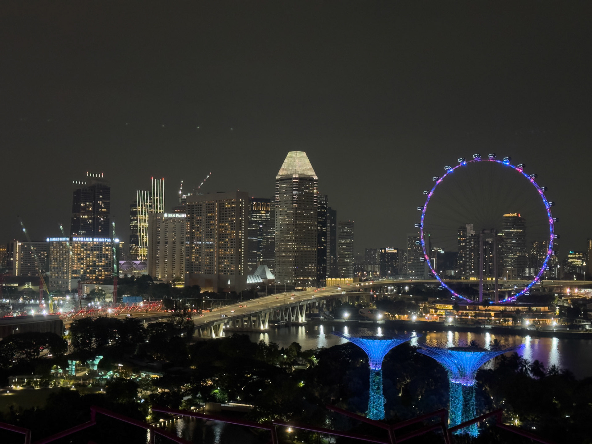 Night view from Gardens by the Bay.