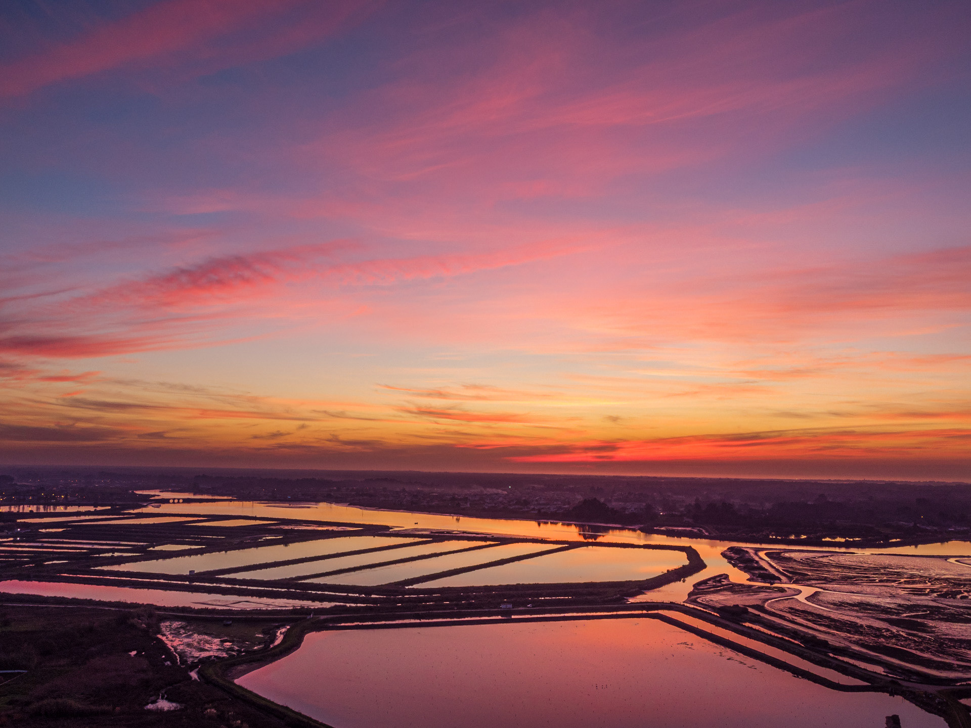 Fotografia aerea por do sol Ílhavo