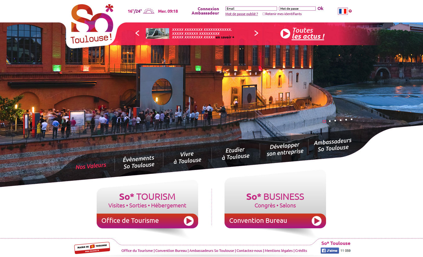 Webdesign du site So Toulouse pour le tourisme toulousain