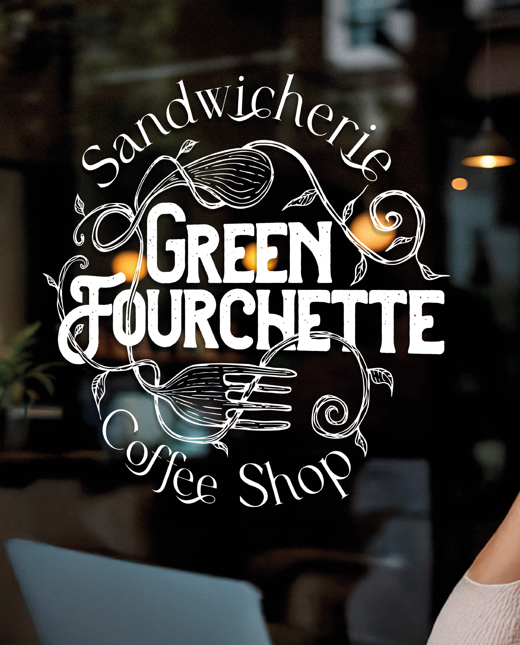 Création signalétique pour Green Fourchette (Restaurant, sandwicherie et Coffee Shop)