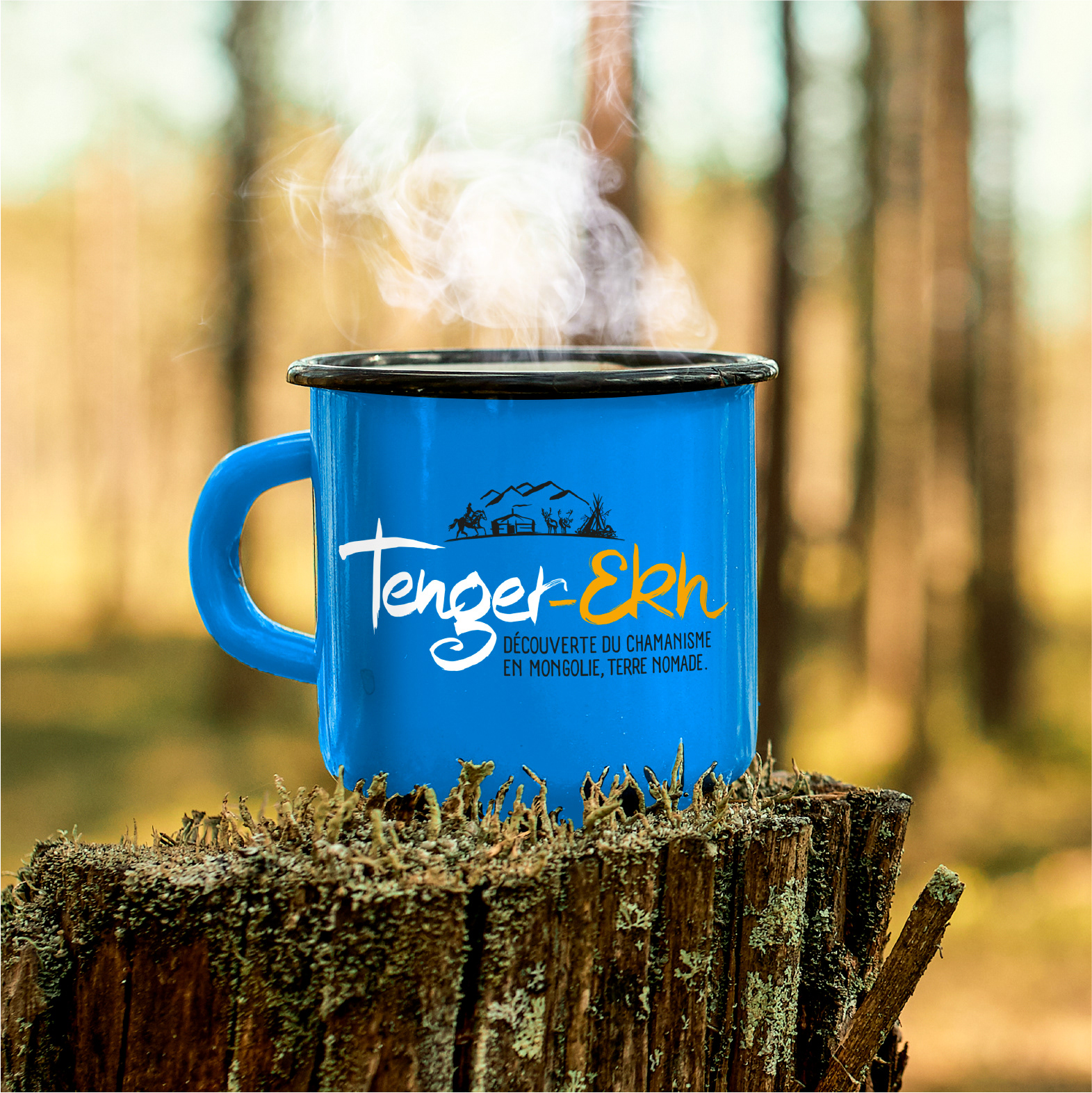 Habillage mug avec le logo de l'agence de voyage “Tenger-Ekh”