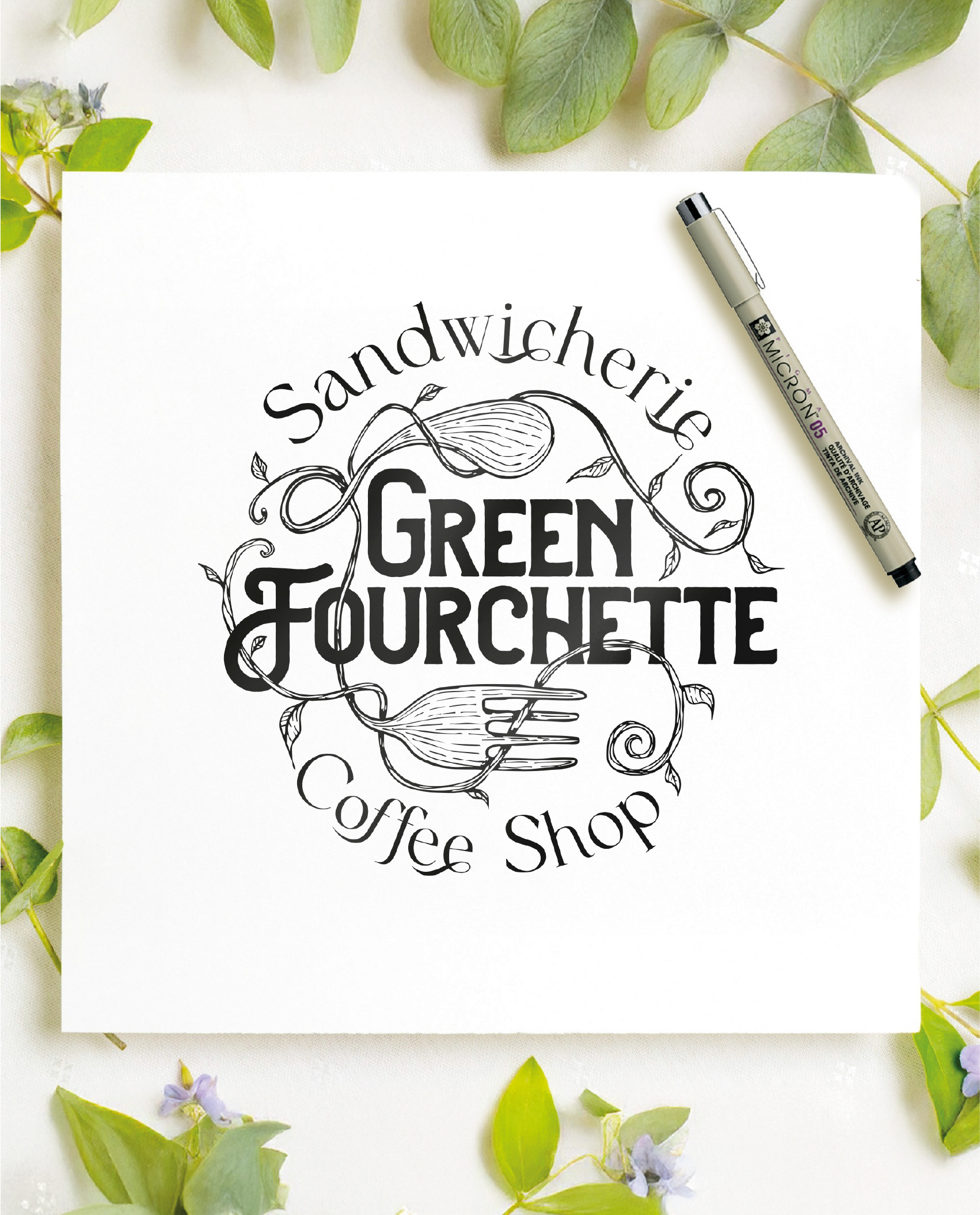 Création de logo pour Green Fourchette (Restaurant, sandwicherie et Coffee Shop)