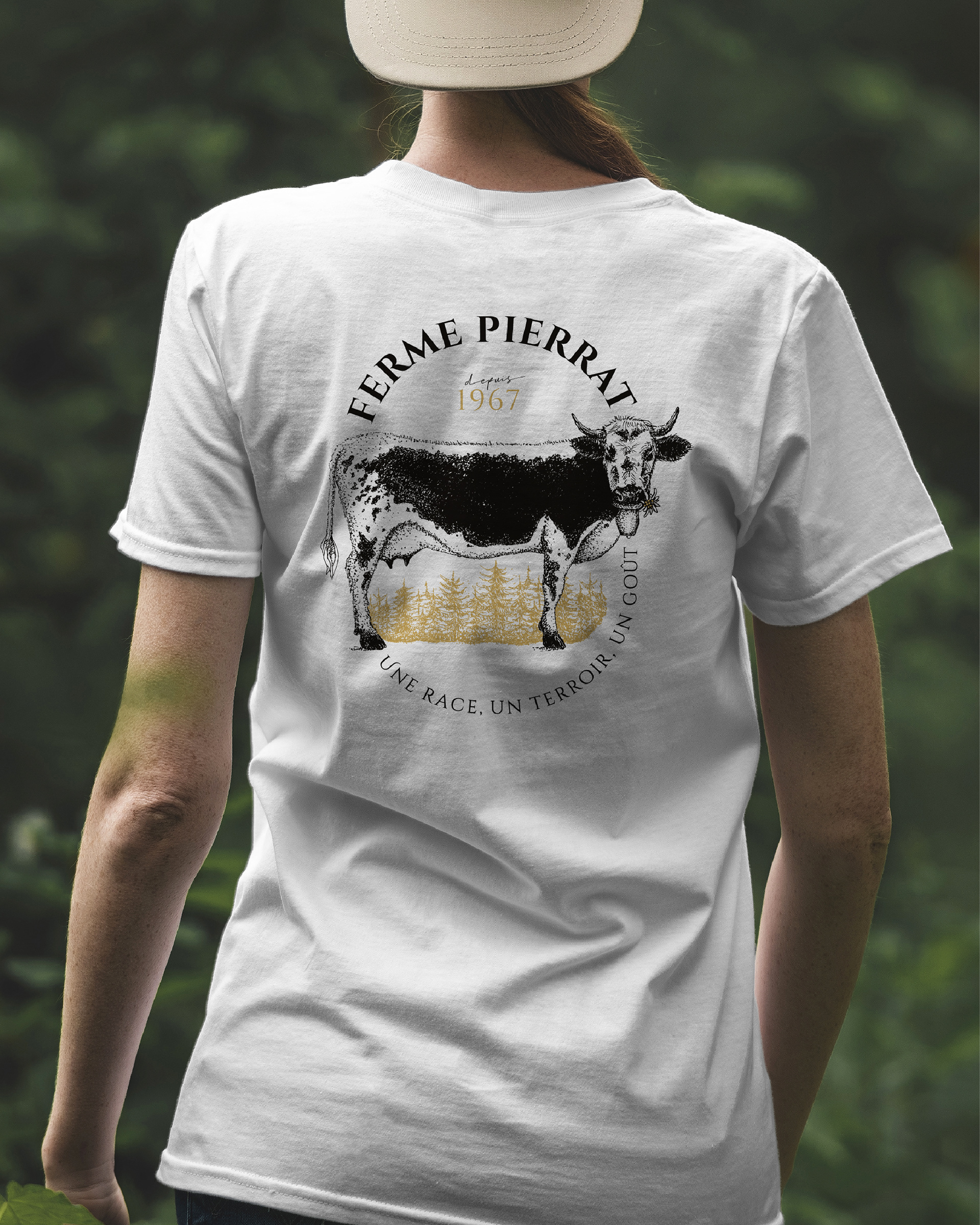marquage tshirt, identité visuelle Ferme Pierrat