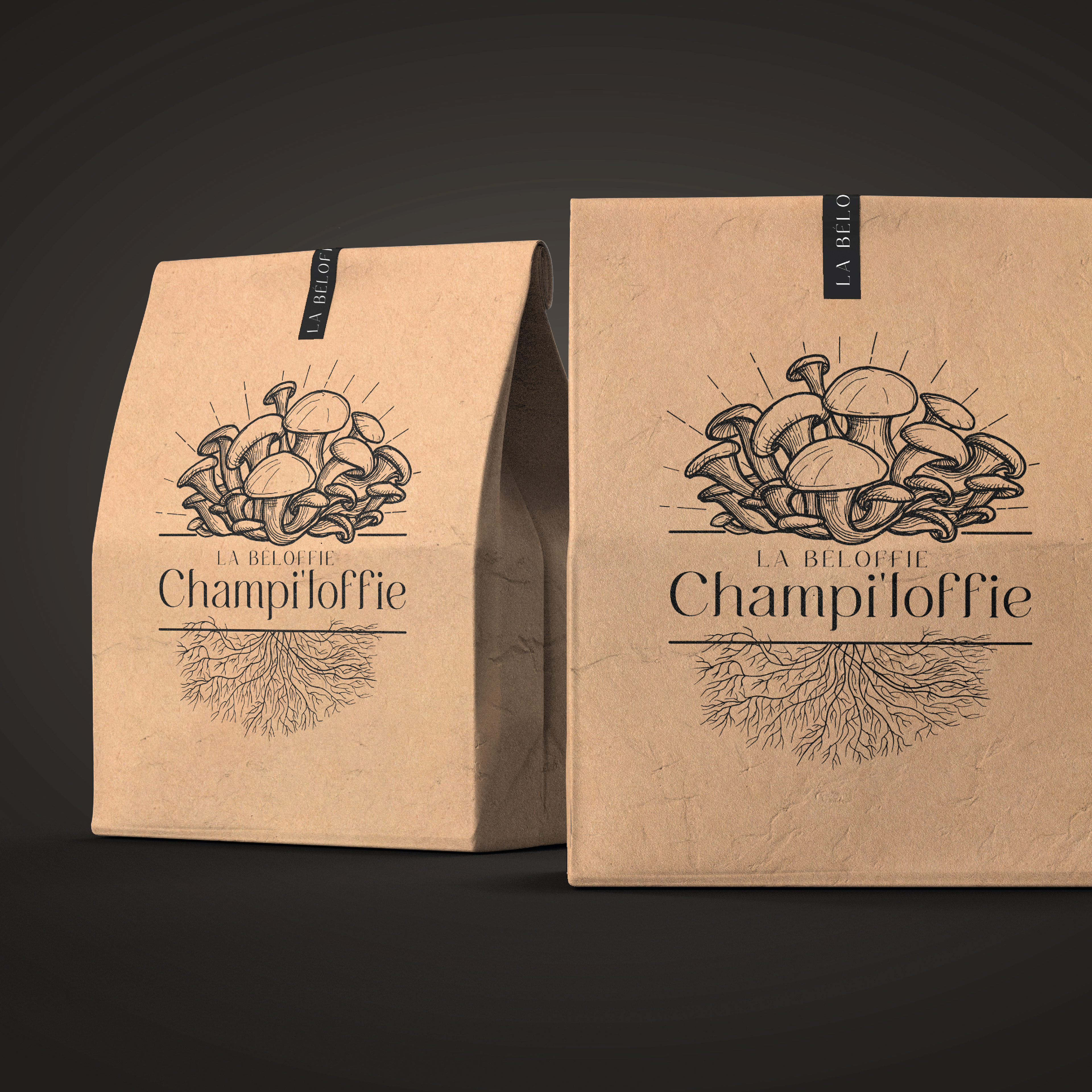 Création Packaging Champi'loffie olivier cochard Le Graphiste Sauvage