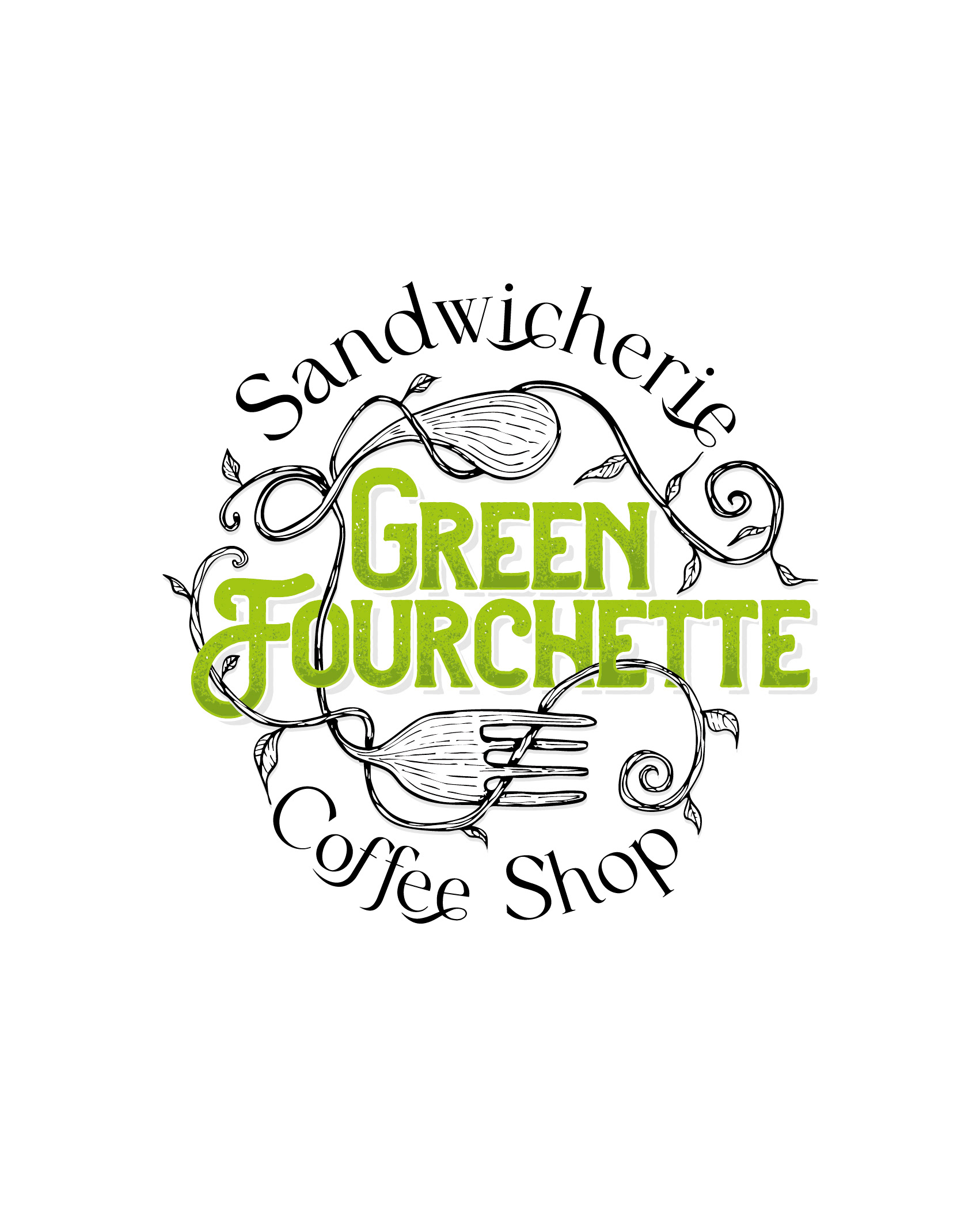 Création de logo pour Green Fourchette (Restaurant, sandwicherie et Coffee Shop)