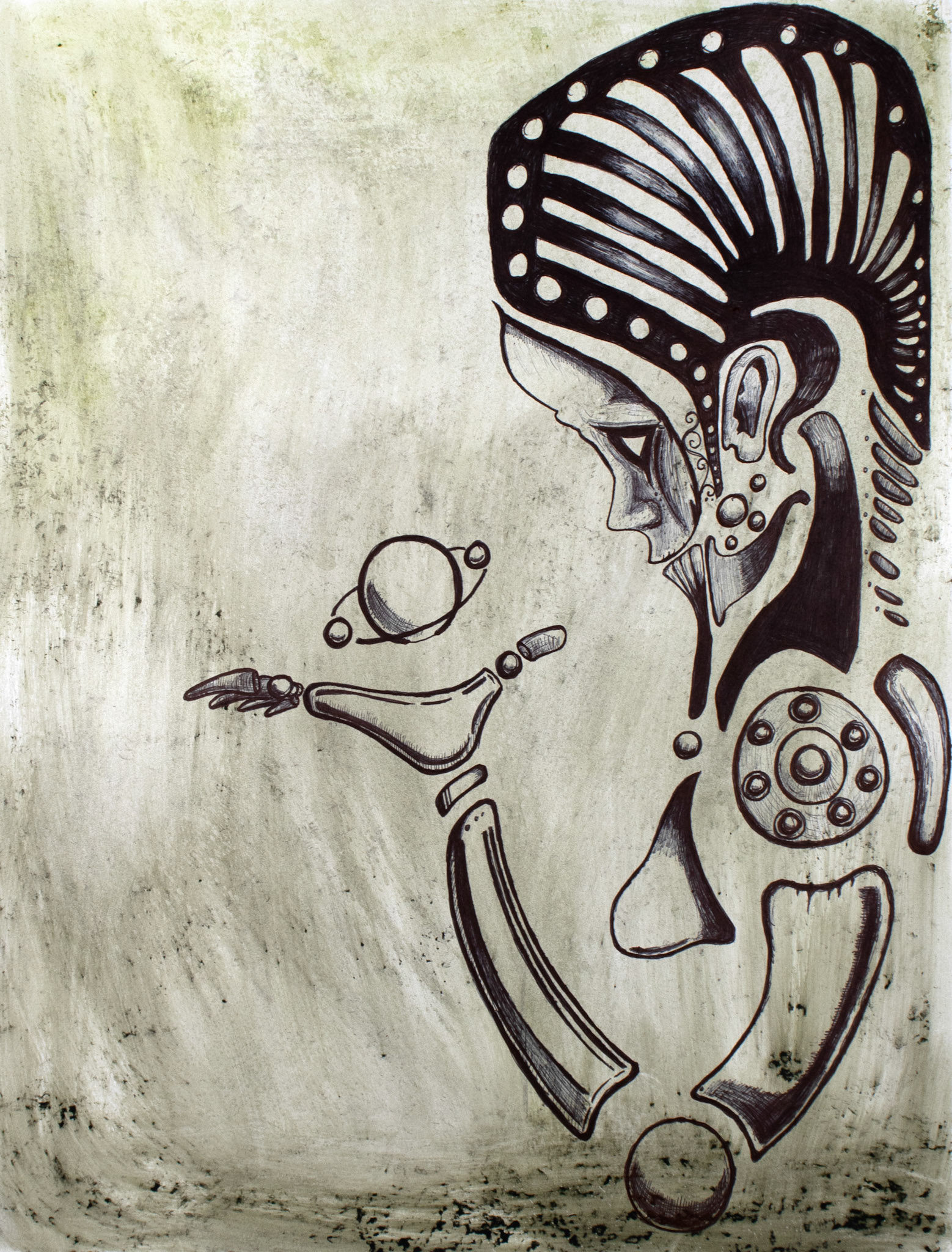 © Kevin Carroll | Aiden's Work 1 | 24” x 19” | Ballpoint Pen &amp; Watercolor | 2024